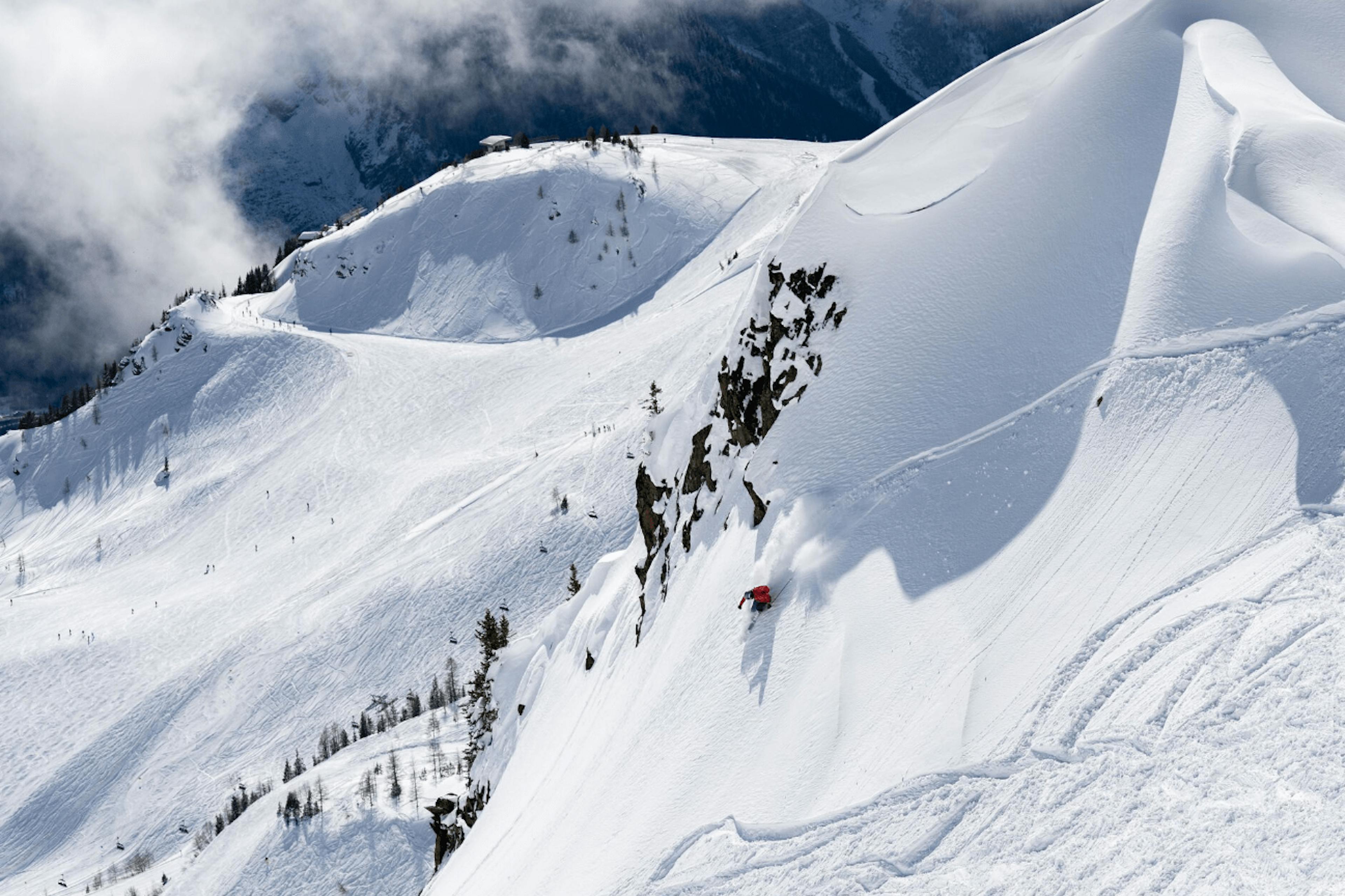 Skiing powder in Chamonix.