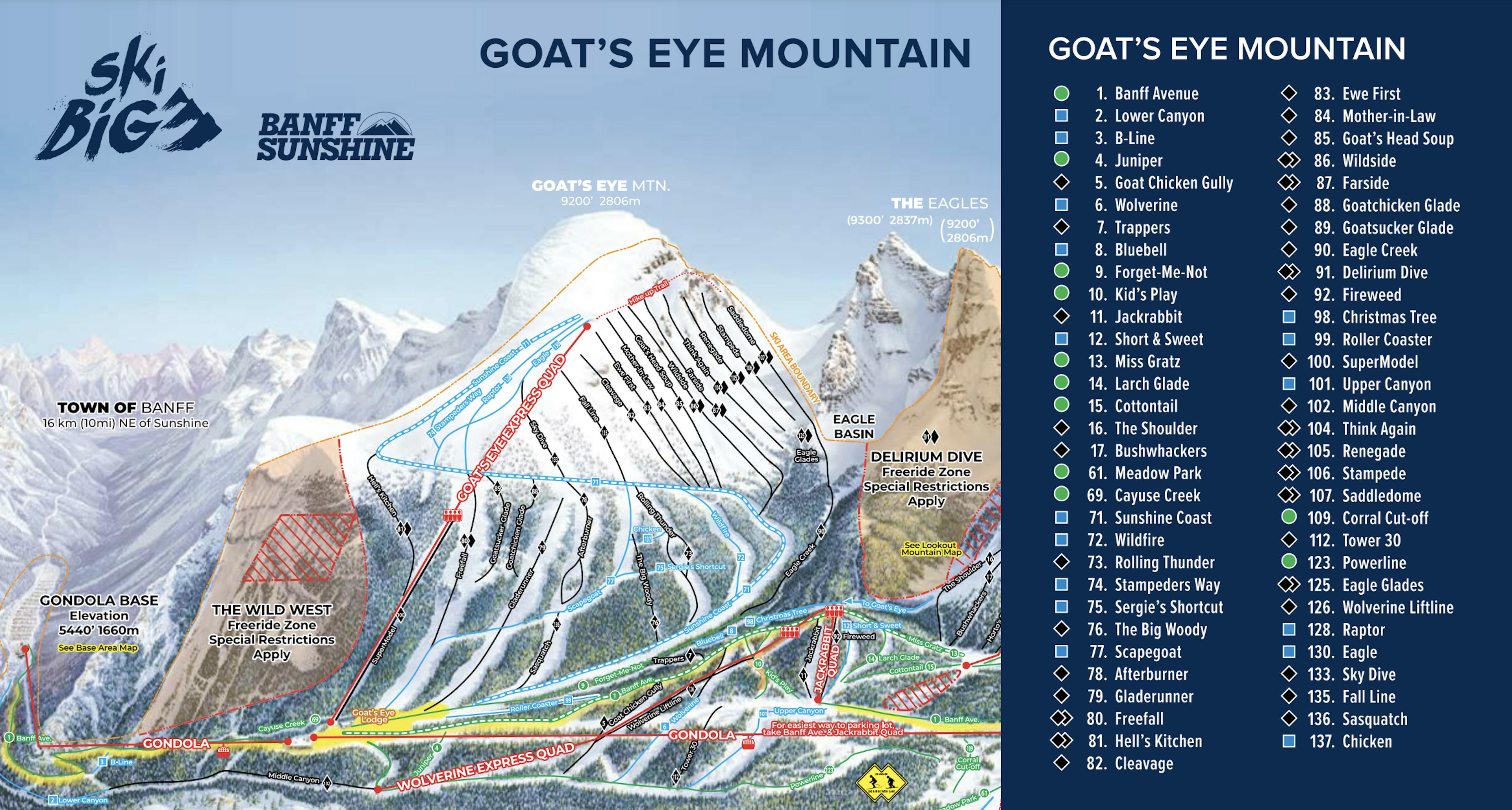 Banff Sunshine trail map.