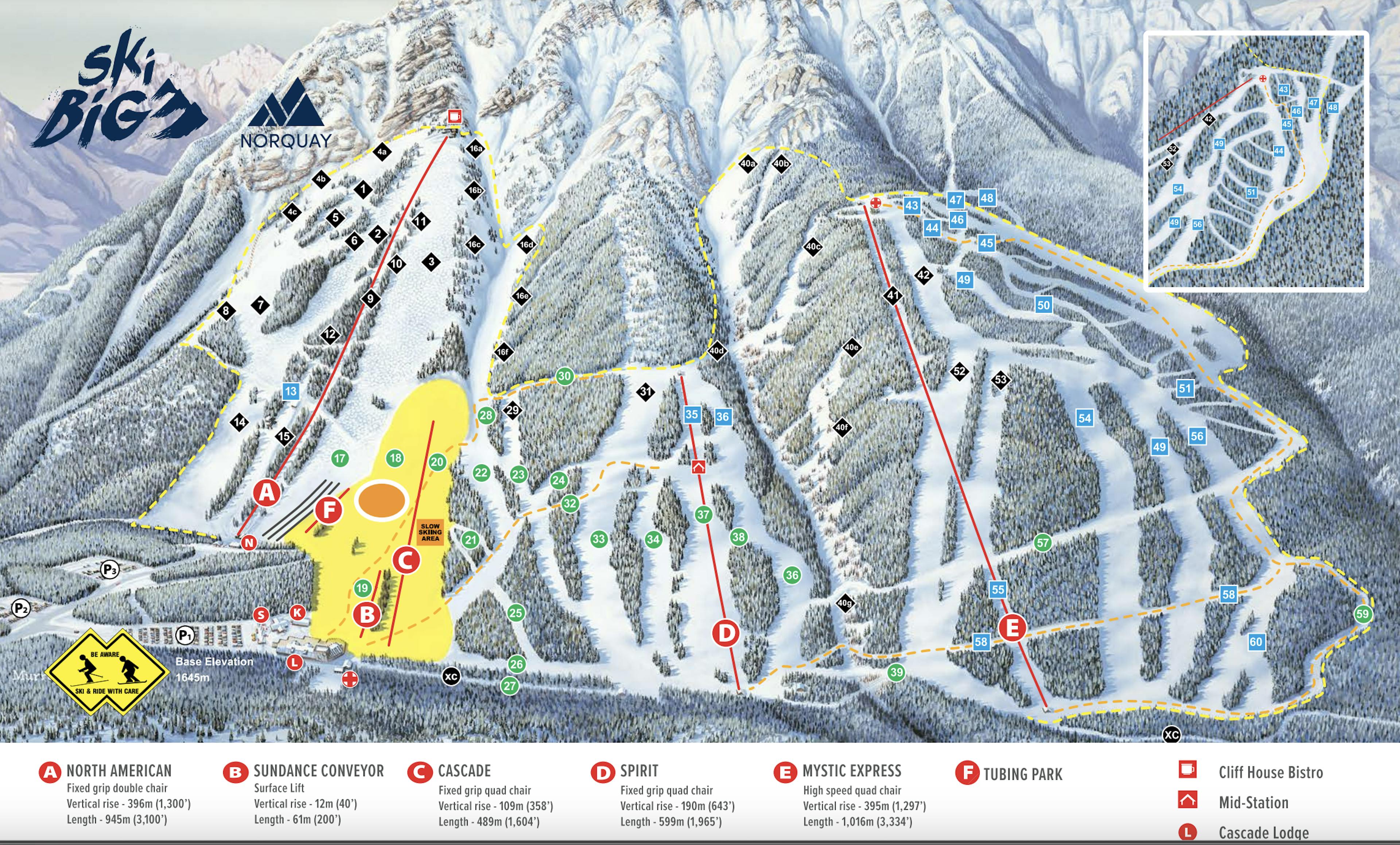 Norquay trail map.