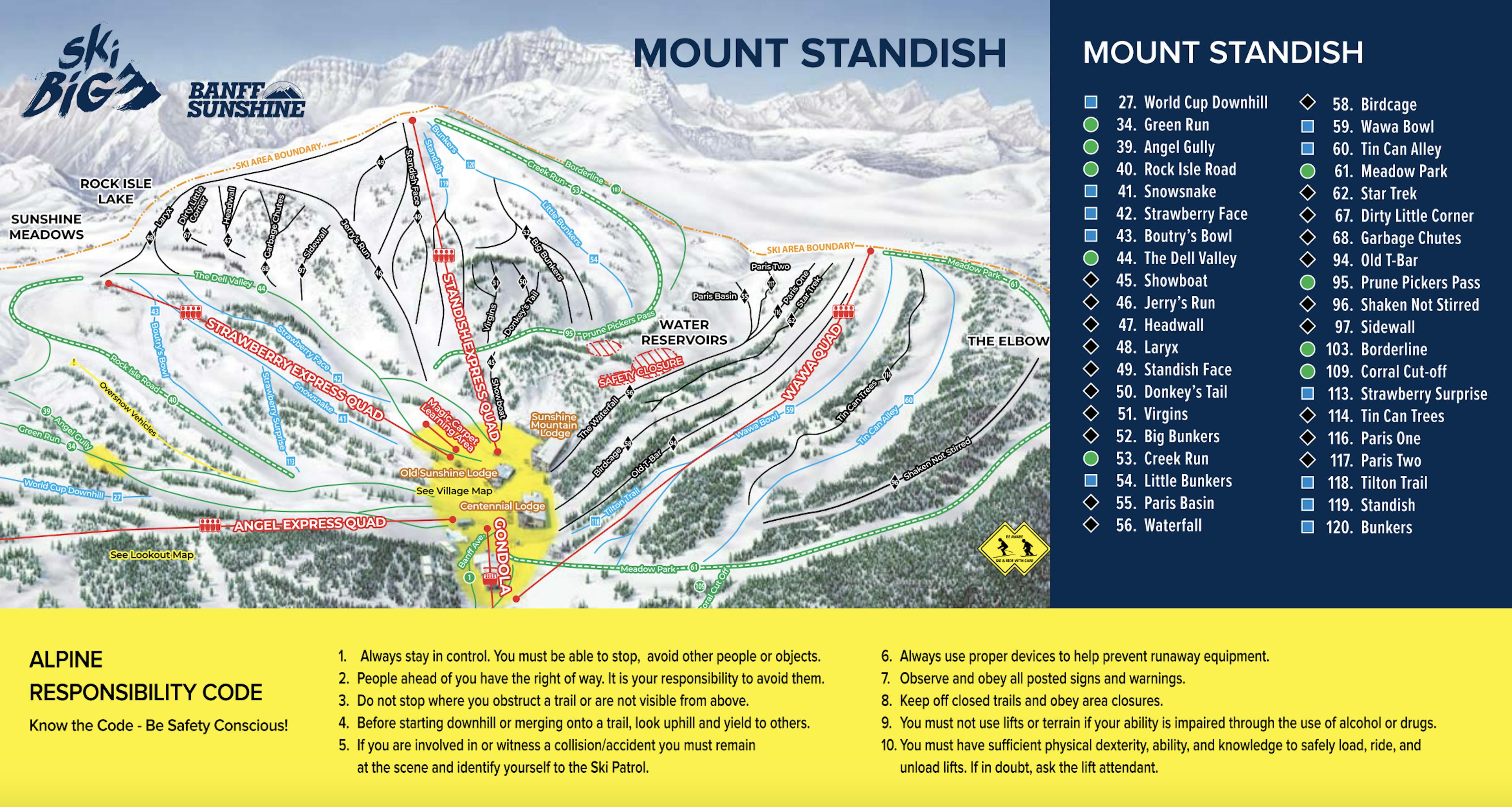 Banff Sunshine trail map.