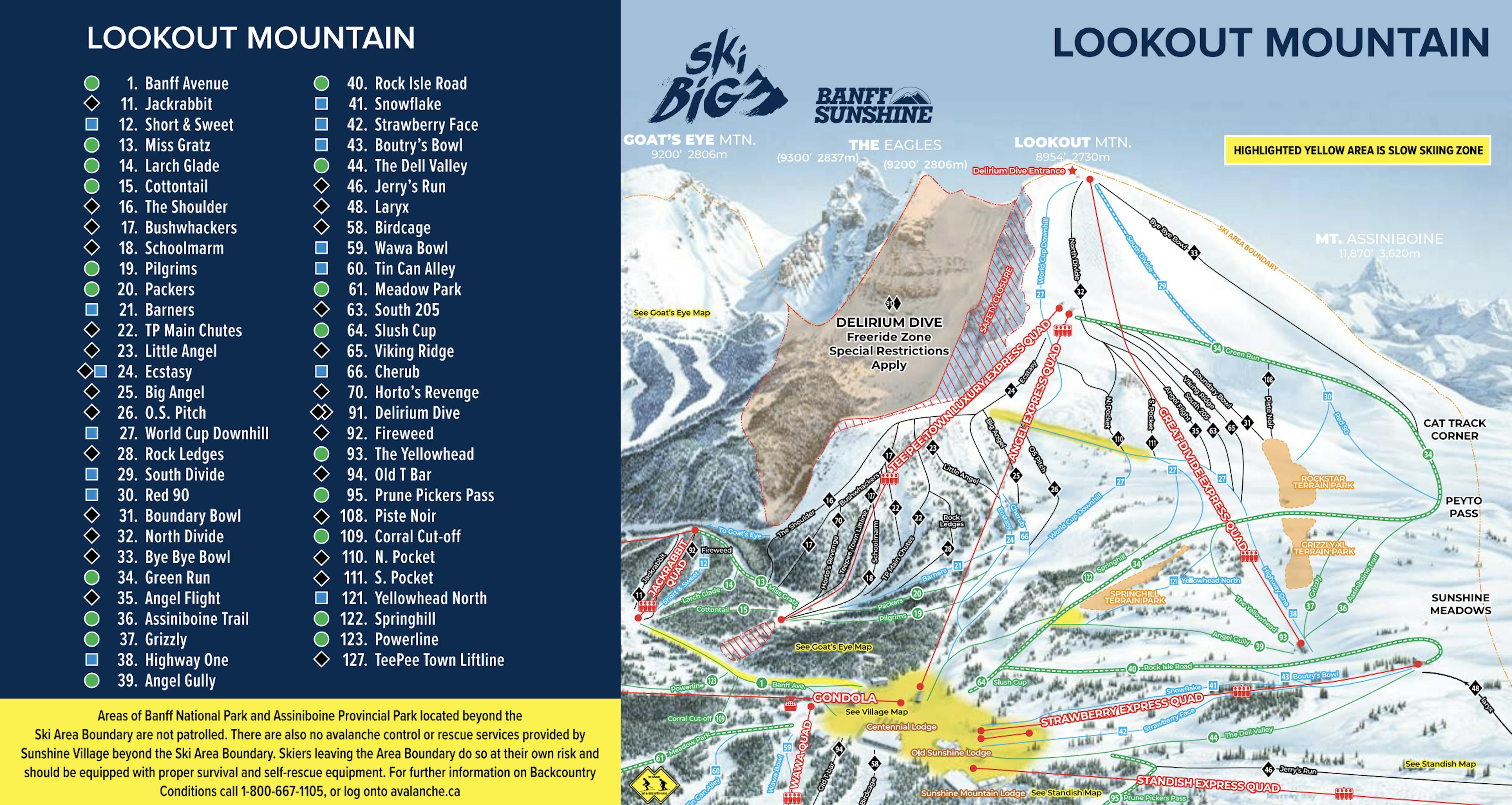 Banff Sunshine trail map.