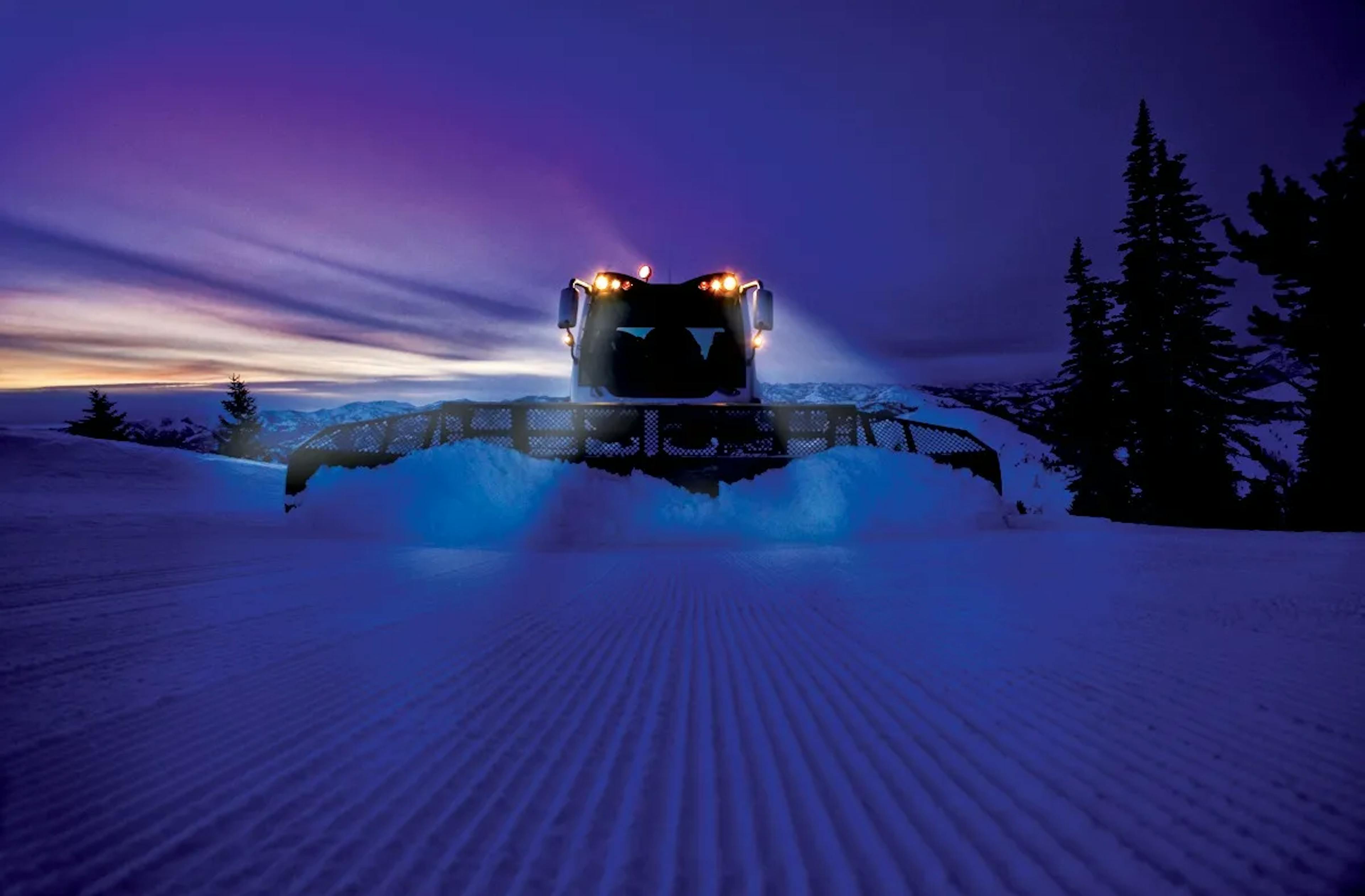 Snowcat at Sun Valley at dusk