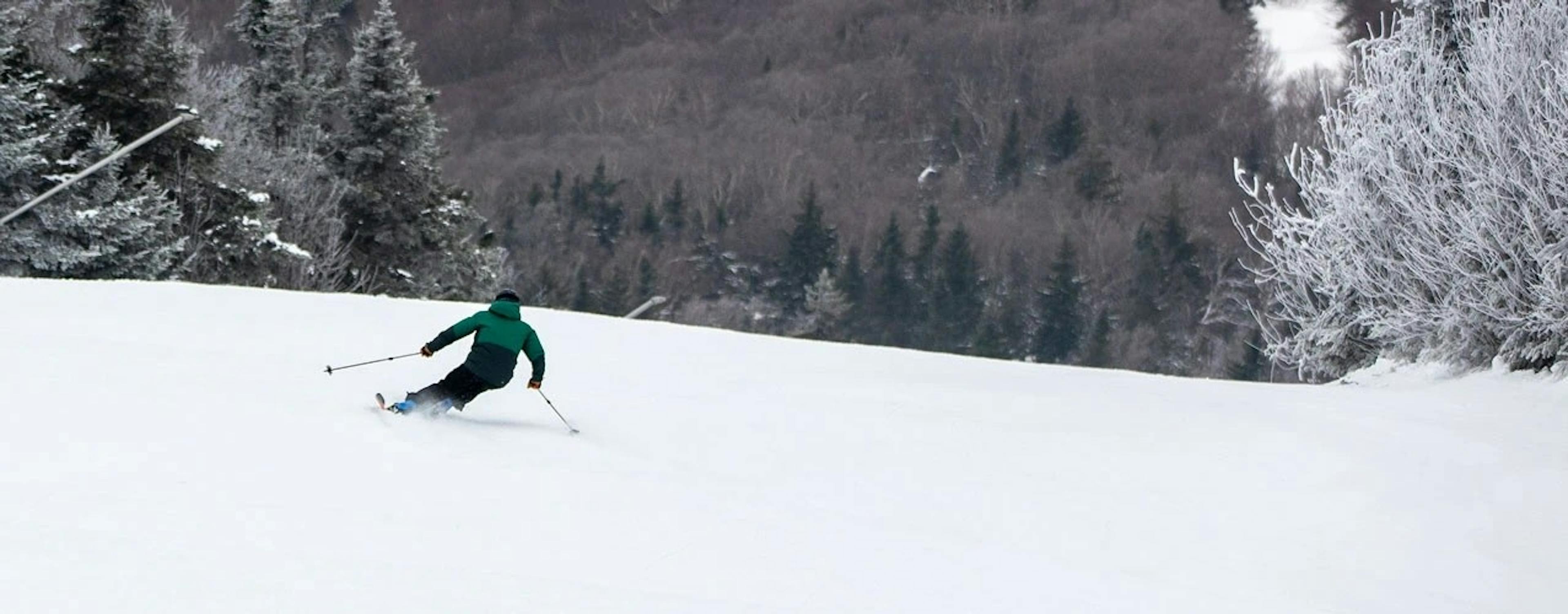 Skier edging at Killington. 