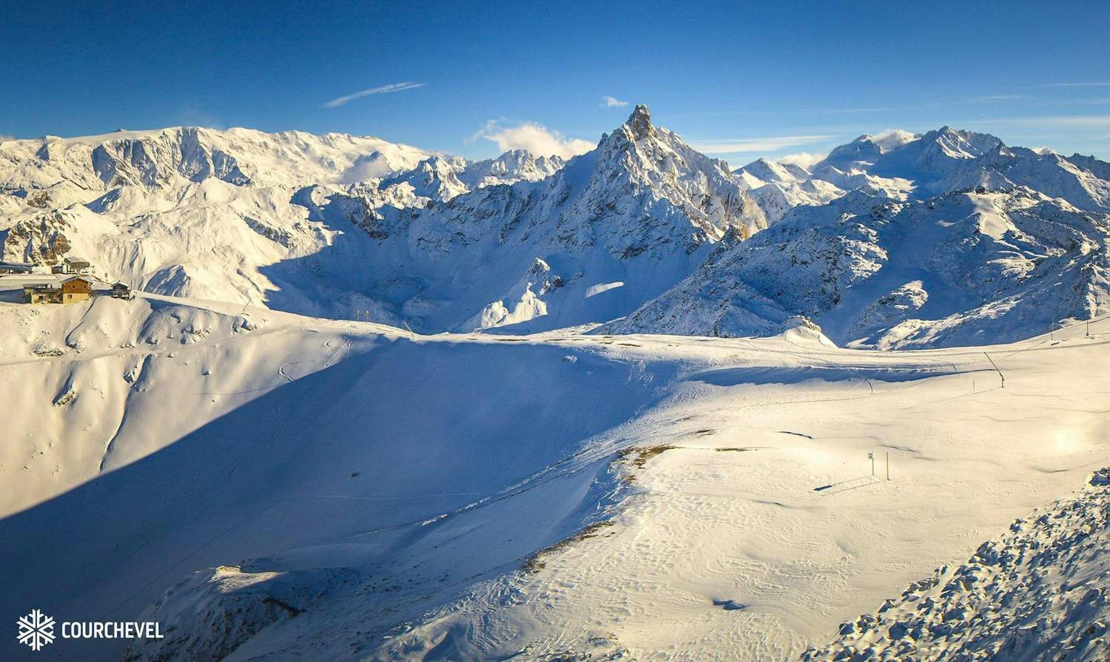 Snow covered mountains at Courchevel. 