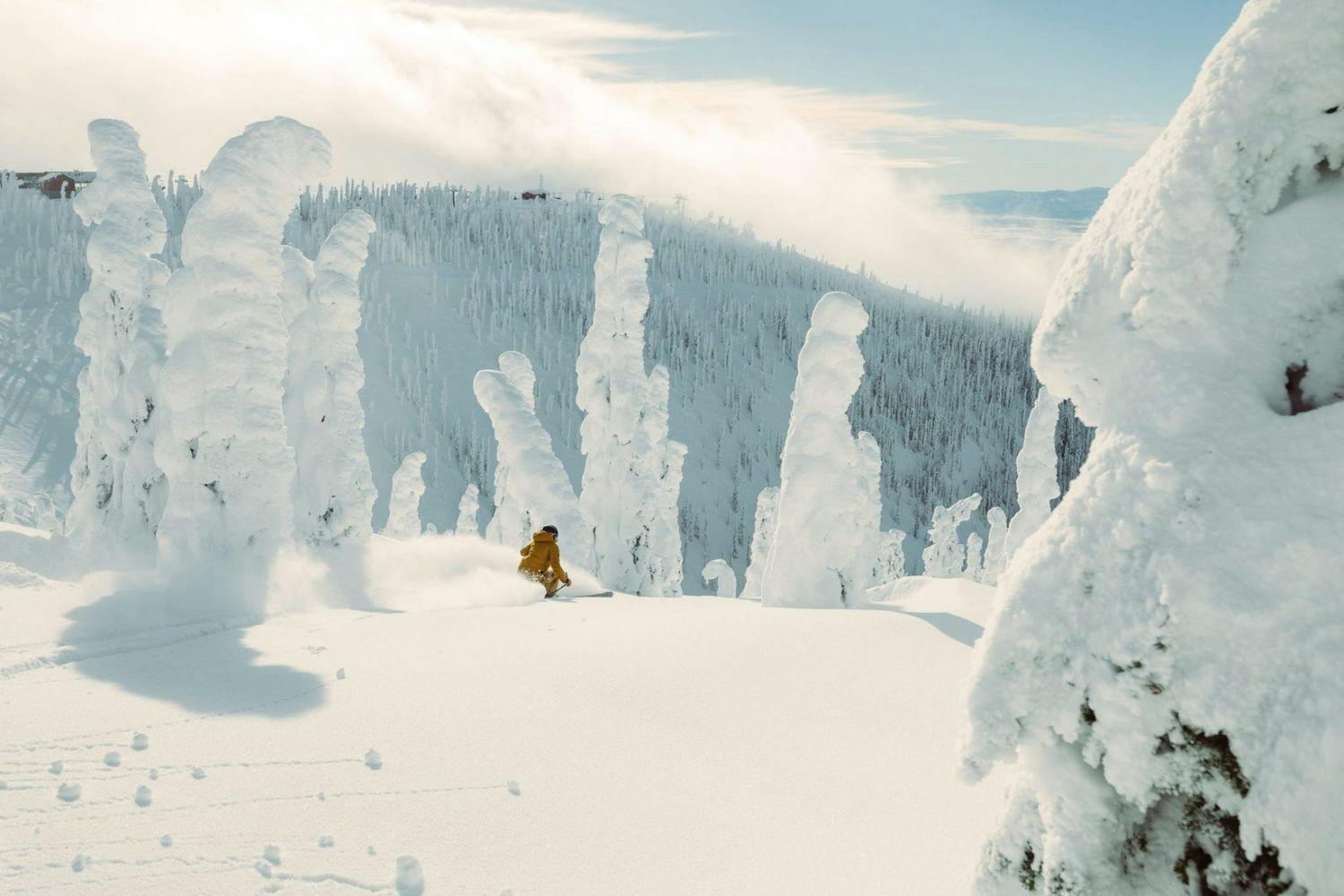 Skier skiing at Whitefish Mountain Resort.