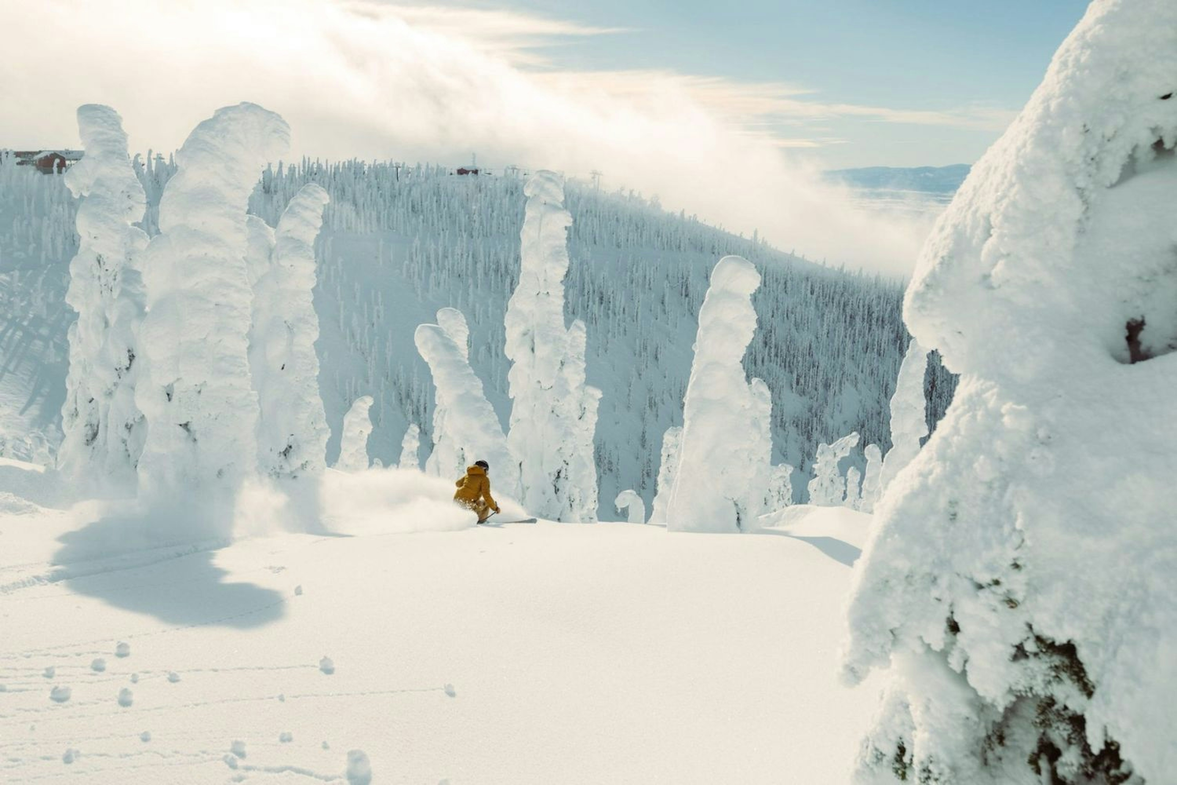 Skier skiing at Whitefish Mountain Resort. 