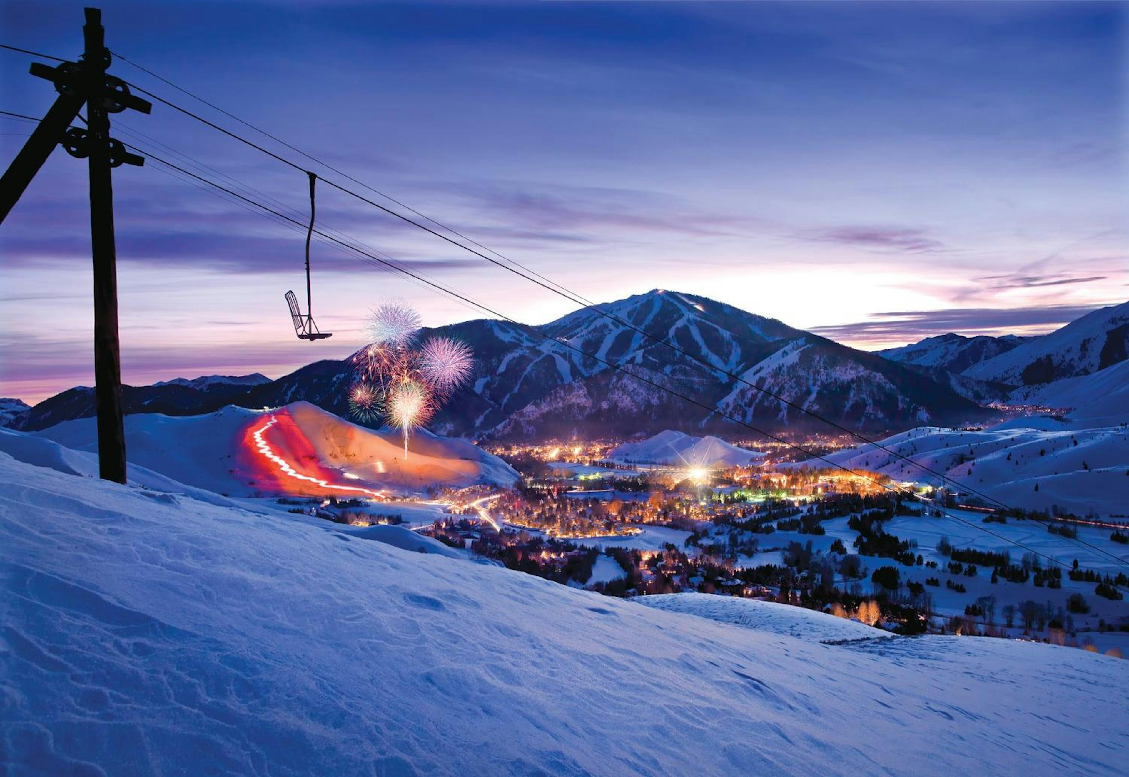 Torch light parade at Sun Valley at dusk