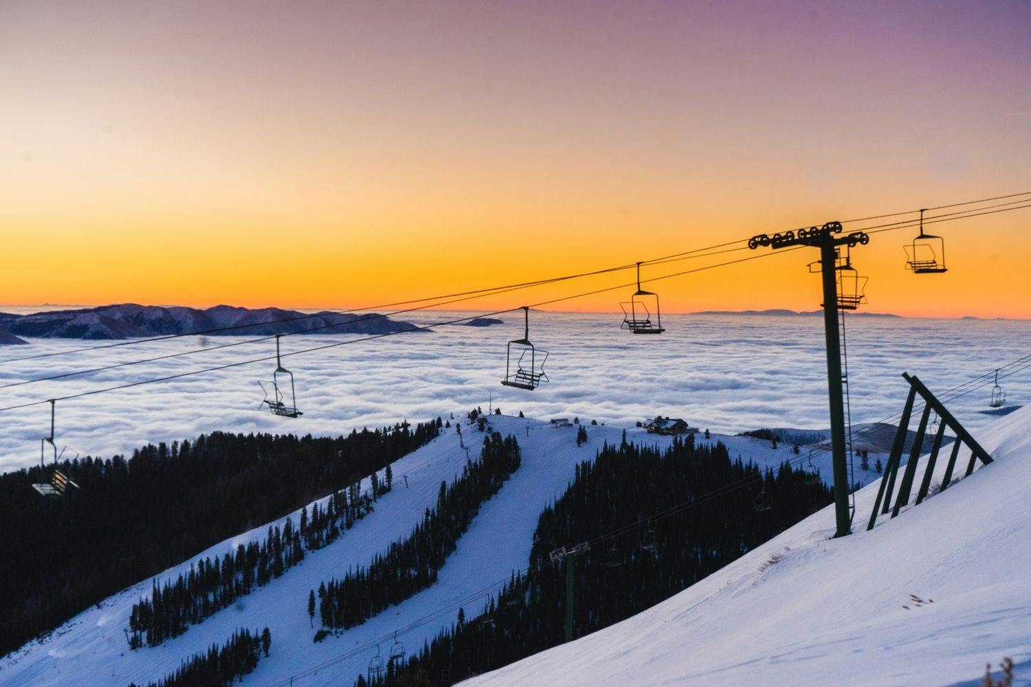 Above the clouds and treeline at Sun Valley resort.