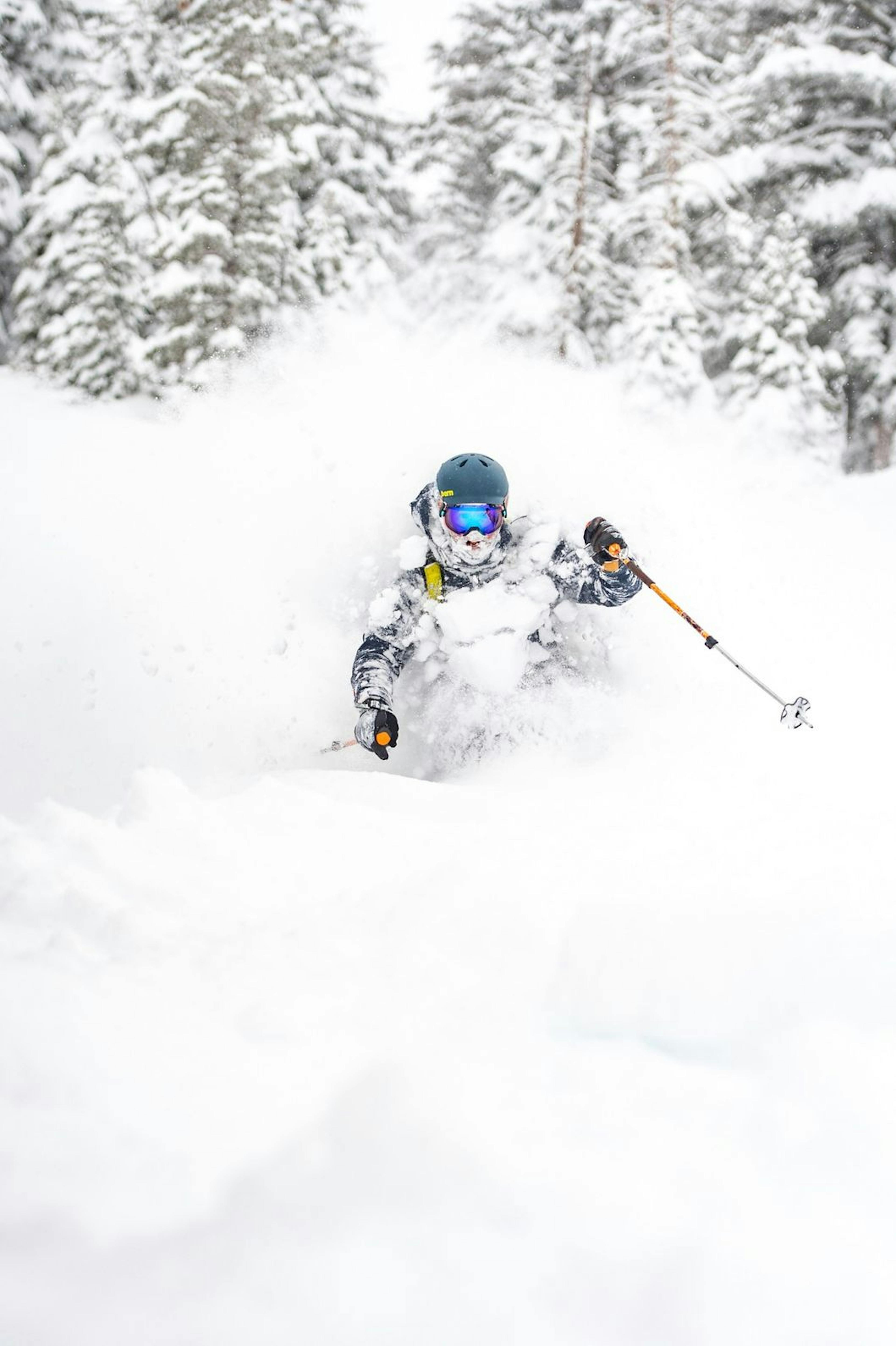 Skier in powder at Kirkwood