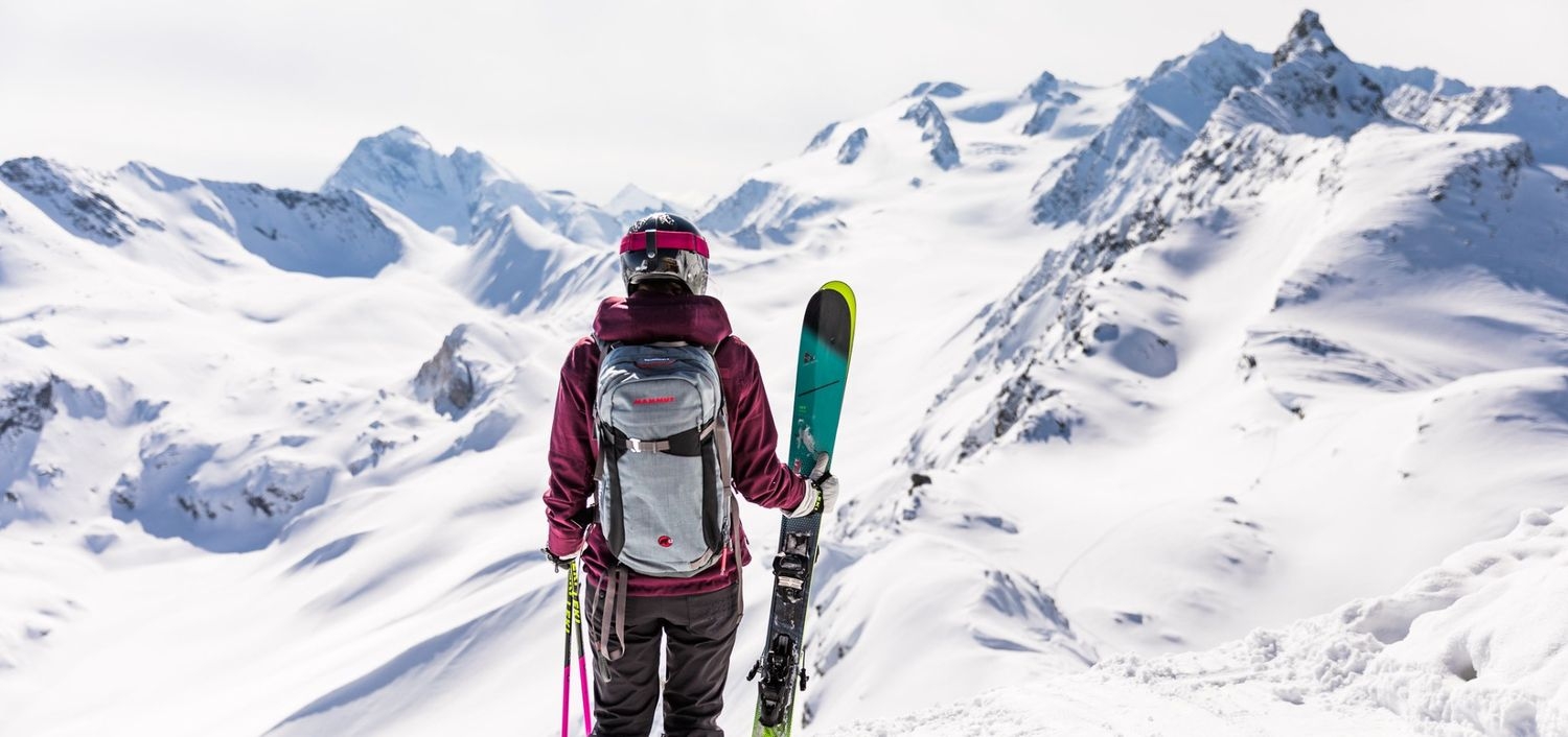 Skier admires the natural beauty in Brides-les-Bains.