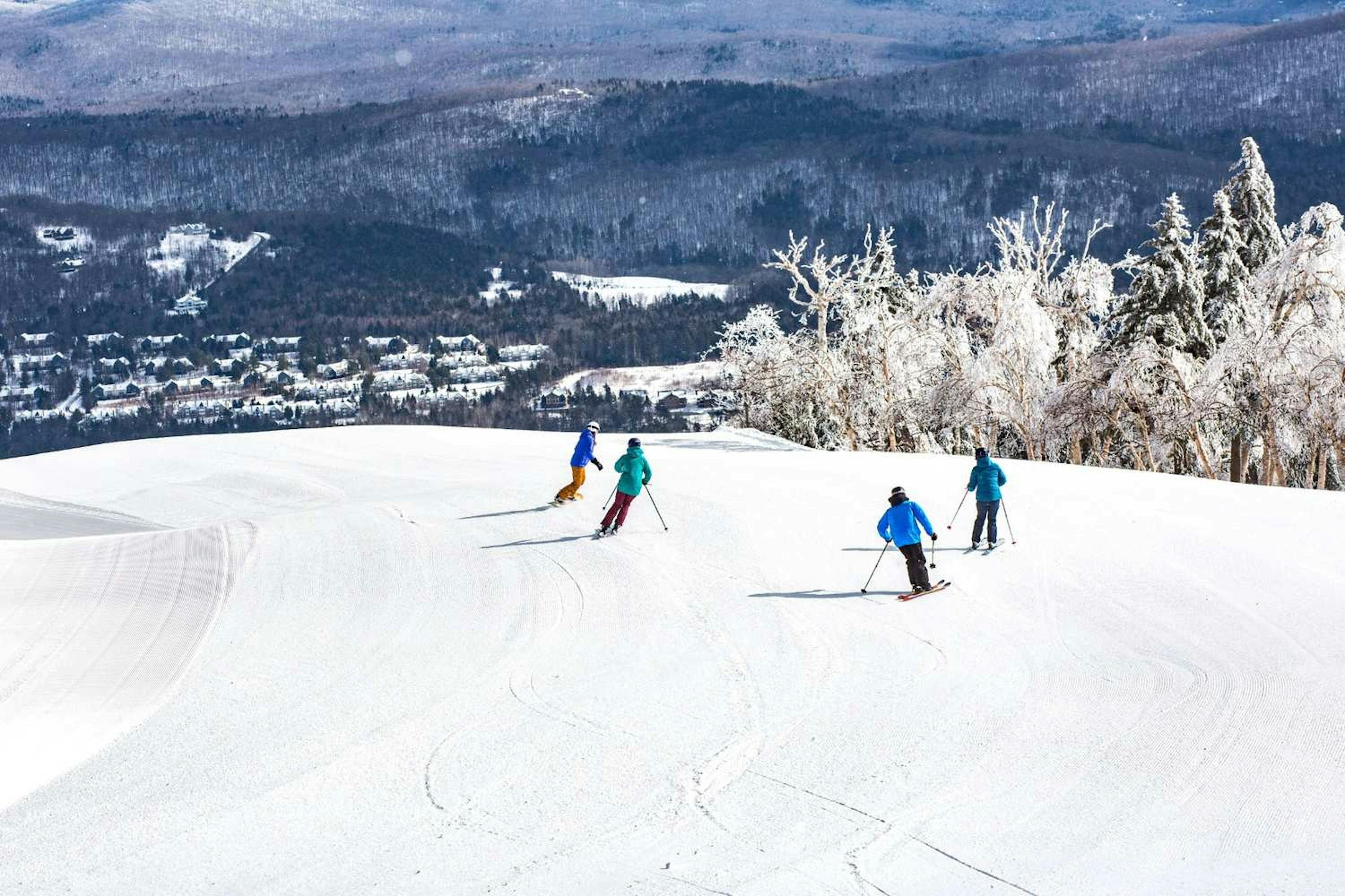 Riders taking in the views at Mount Snow. 