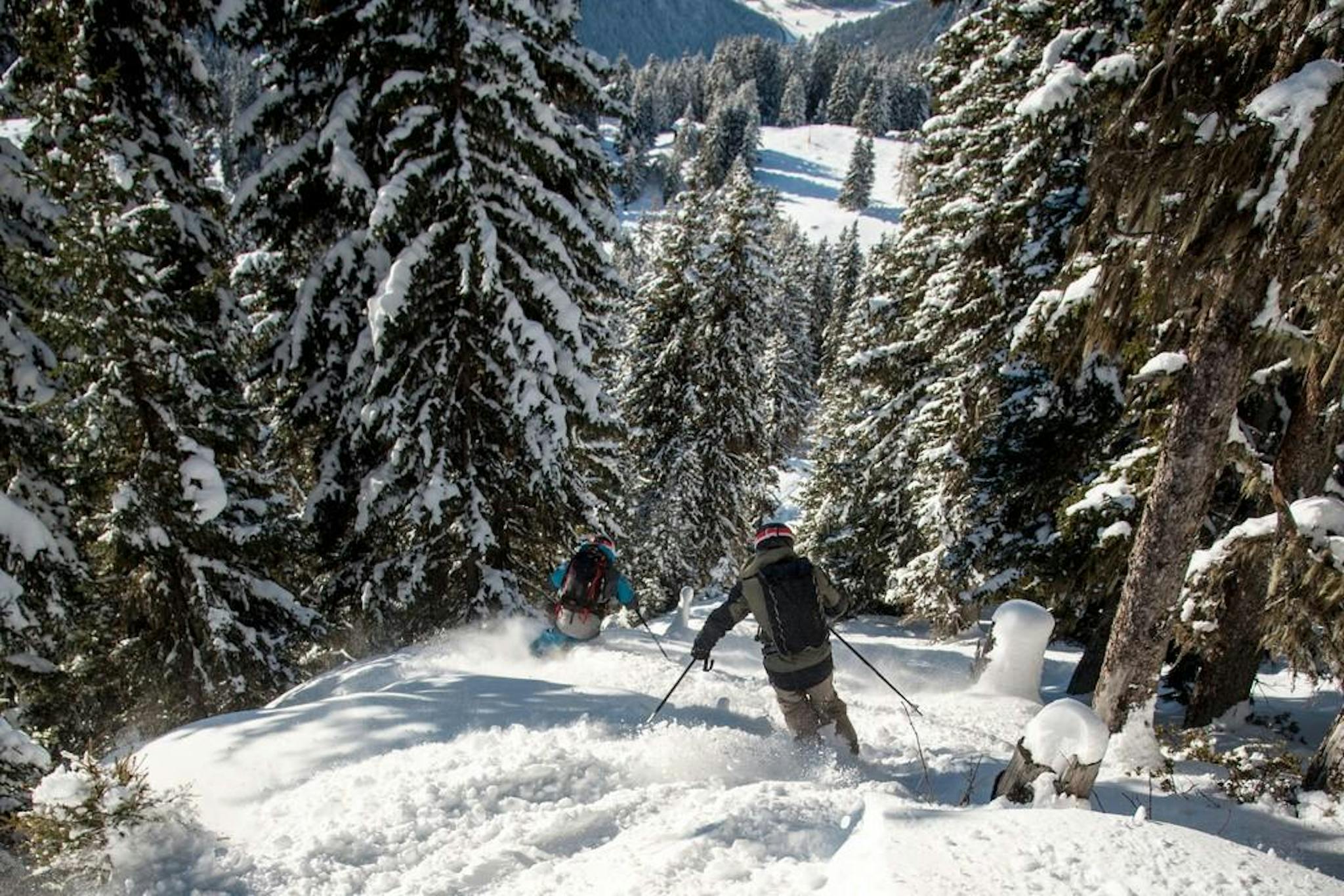 Snowy glade runs at Verbier. 