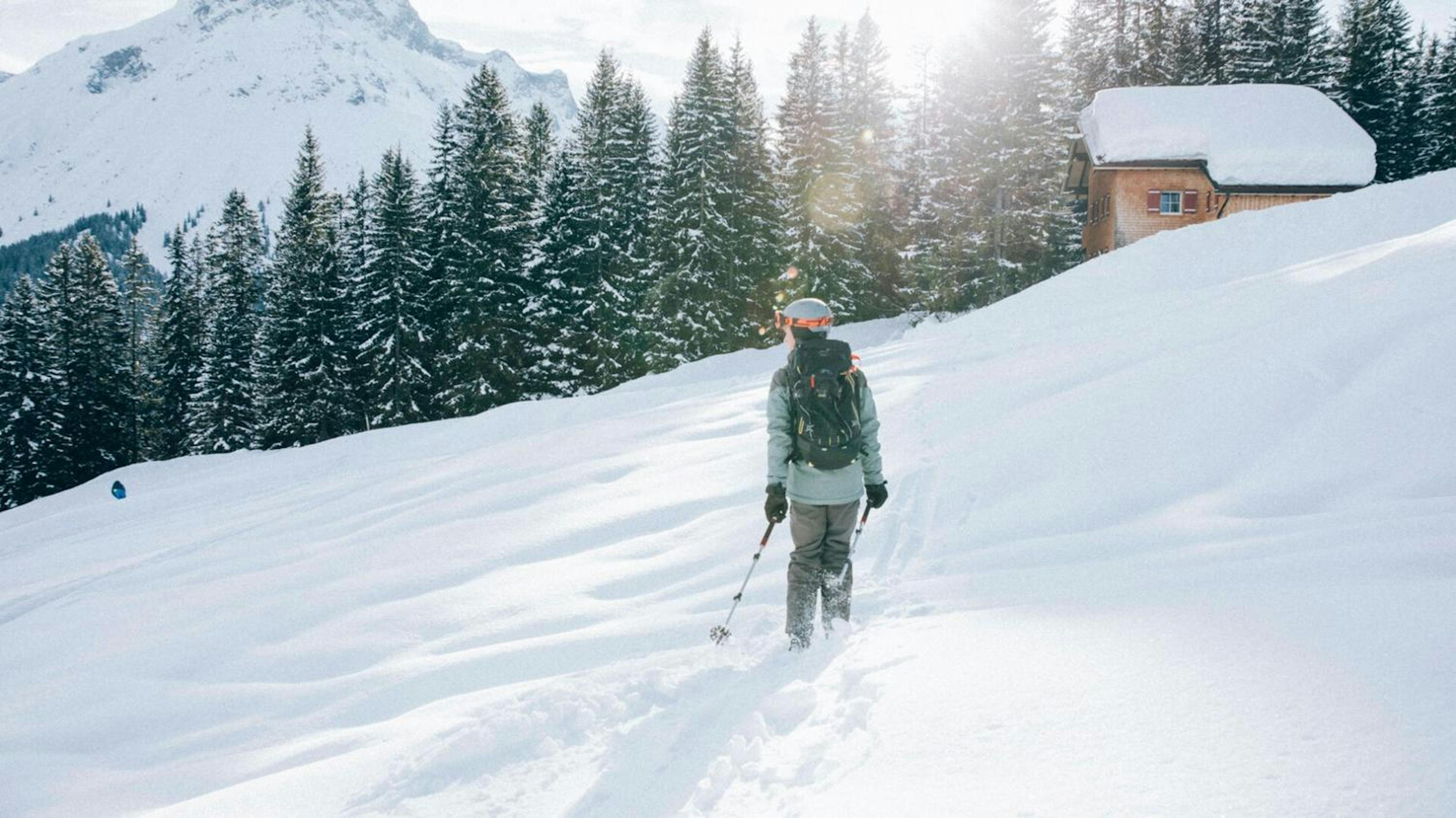 Skier in fresh snow at Lech.