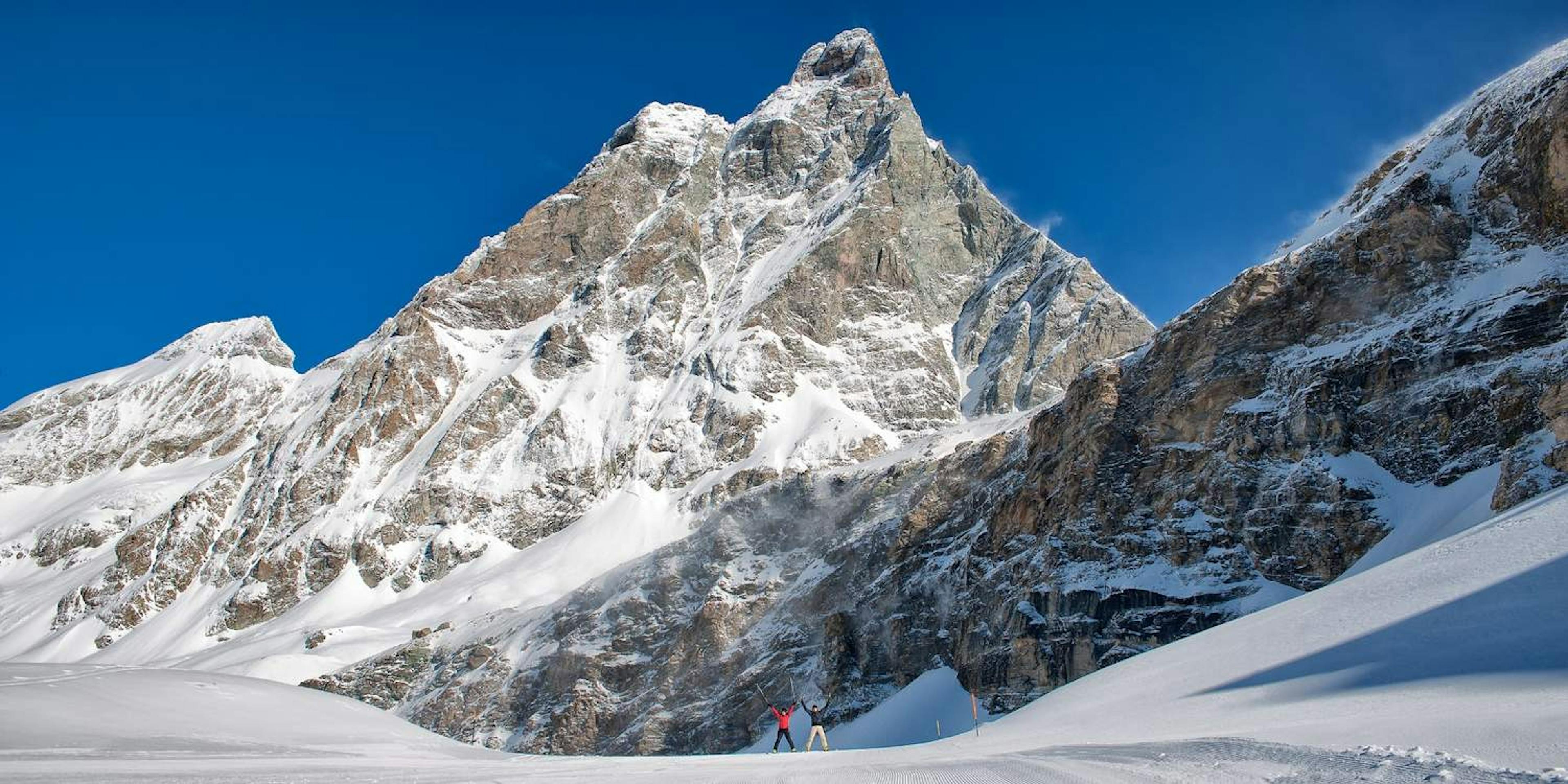 Cervina ski resort at the base of the Matterhorn, in Cervinia, Italy. 