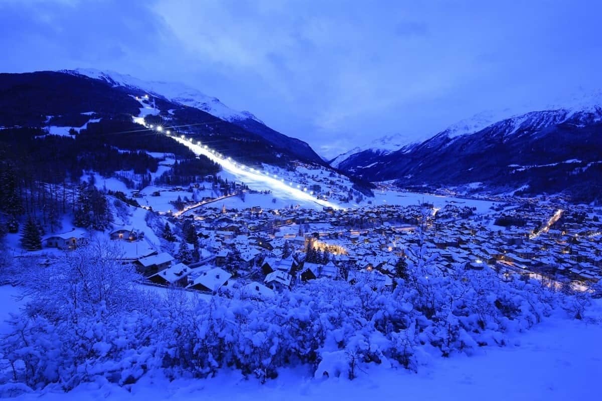 Bormio, Italy village at night