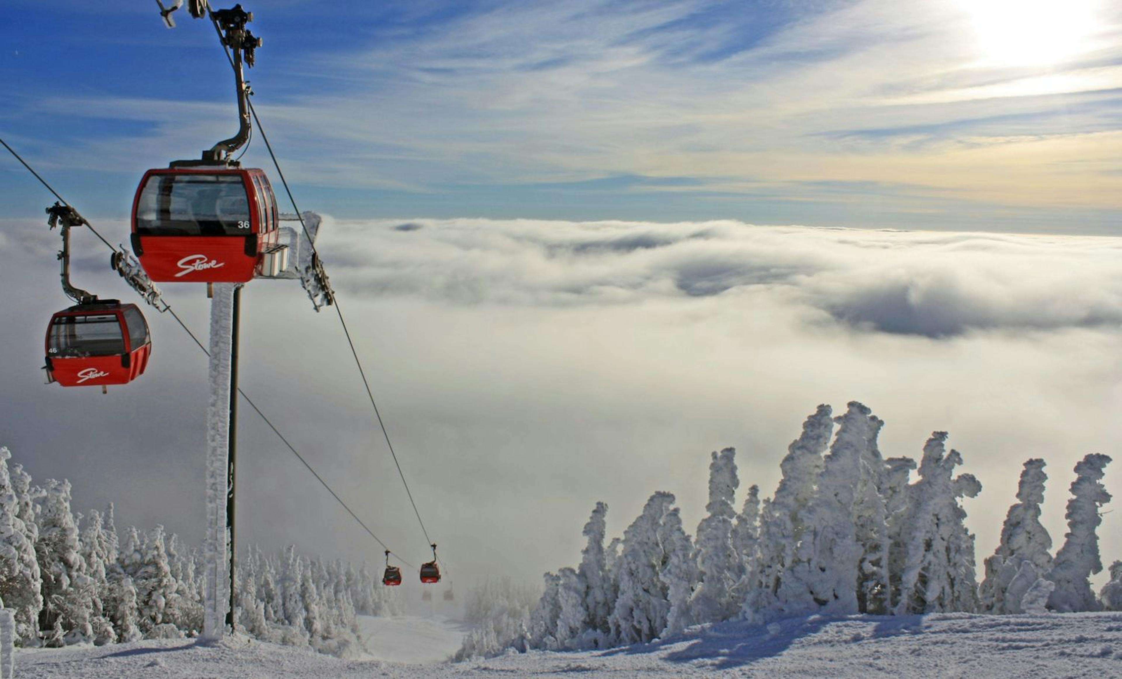 Ski gondolas at Stowe Ski Resorts