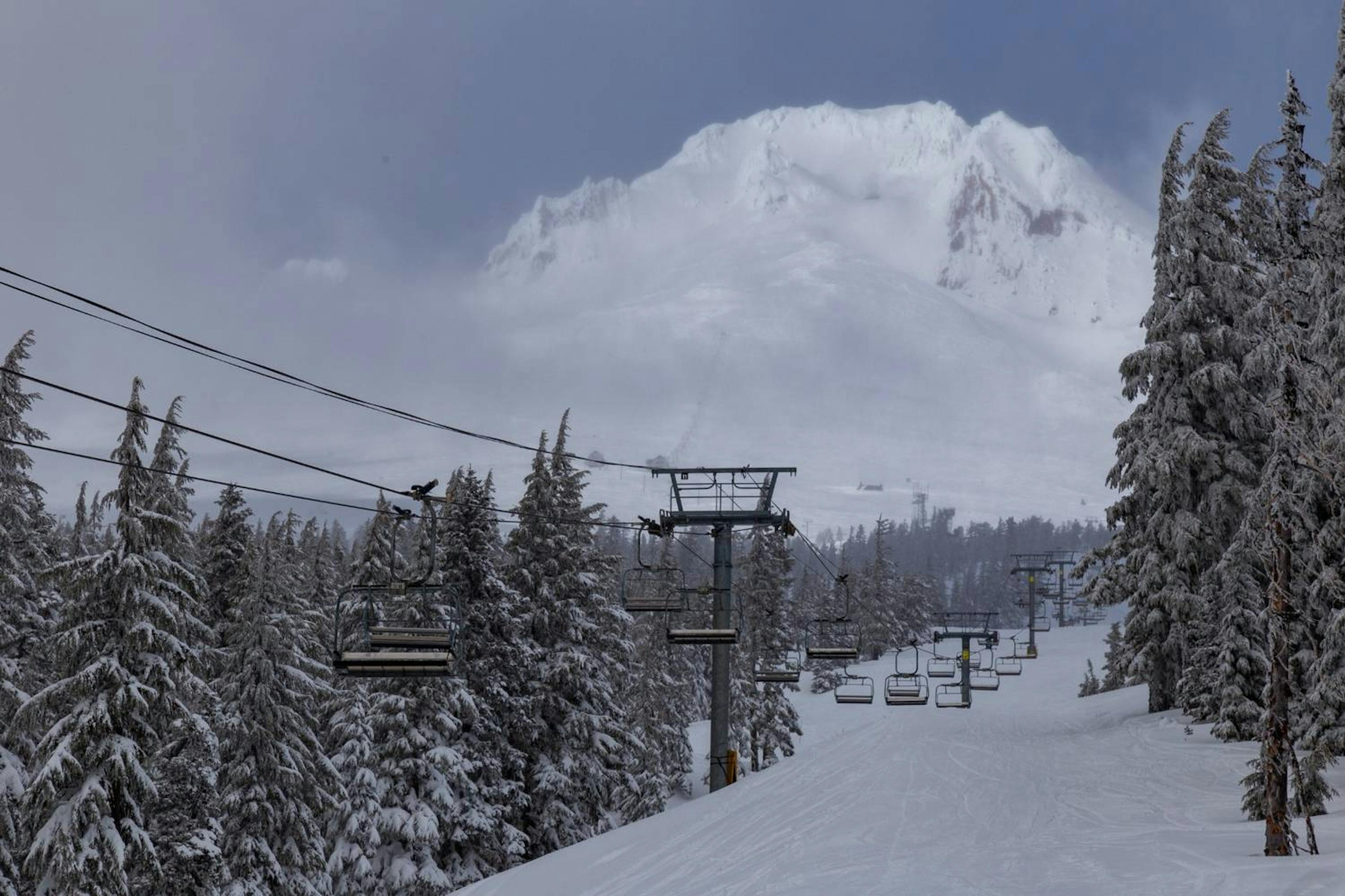 Ski lift at Mount Hood, Oregon.