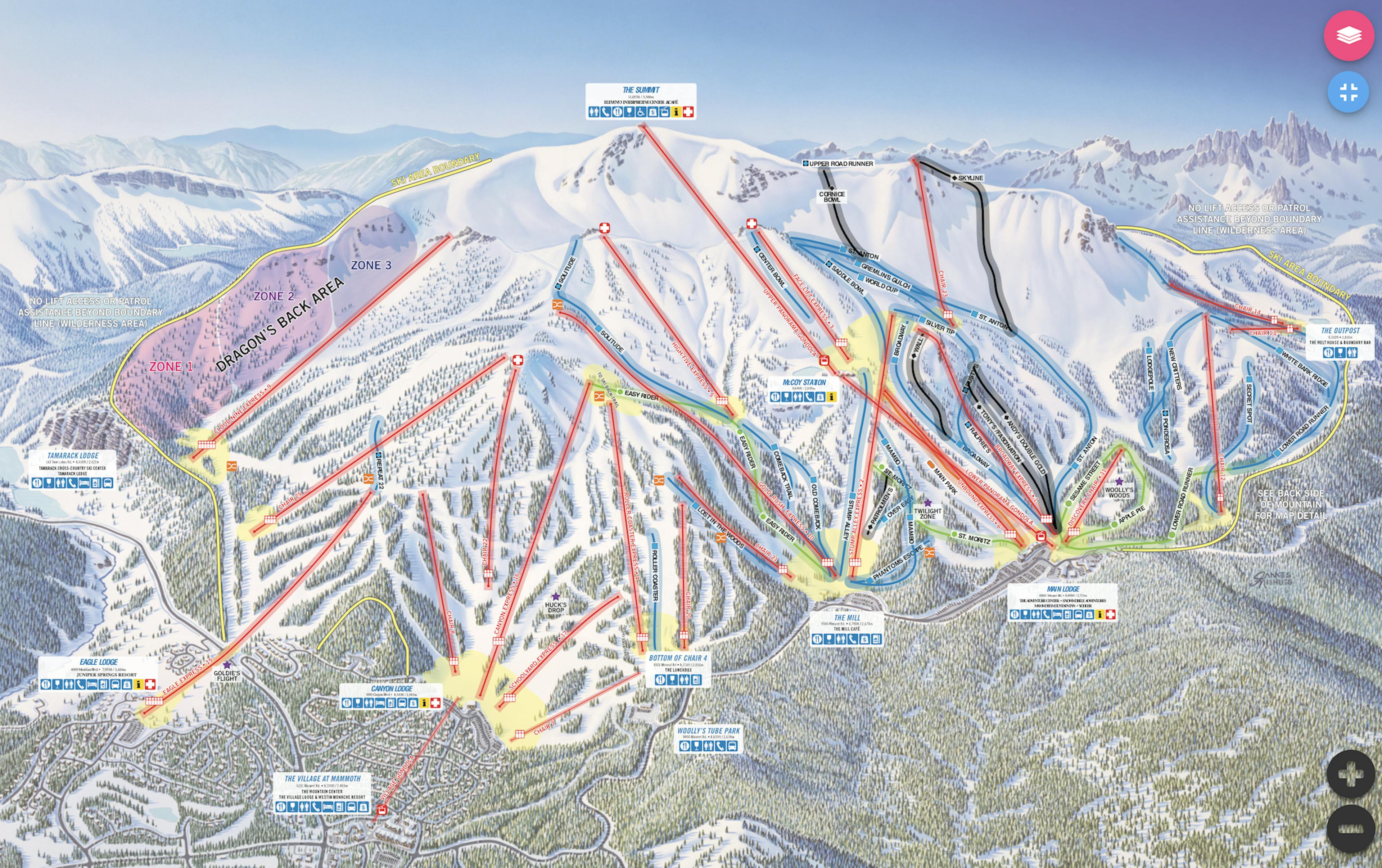 Mammoth Mountain Trail Map.