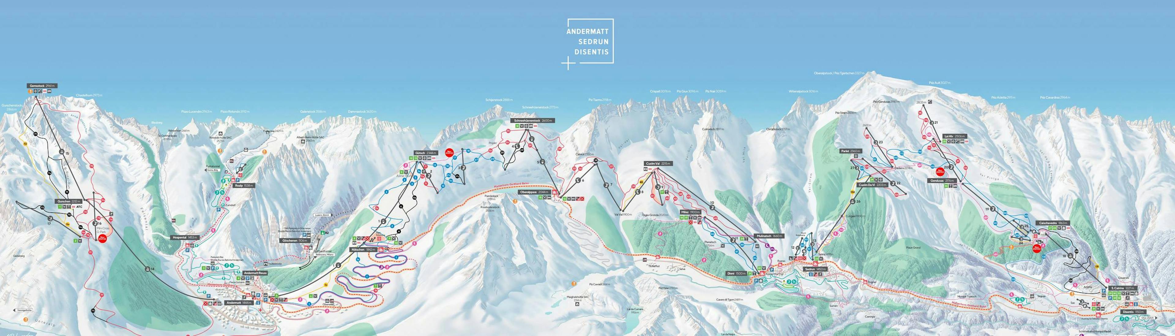 Andermatt Sedrun winter trail map