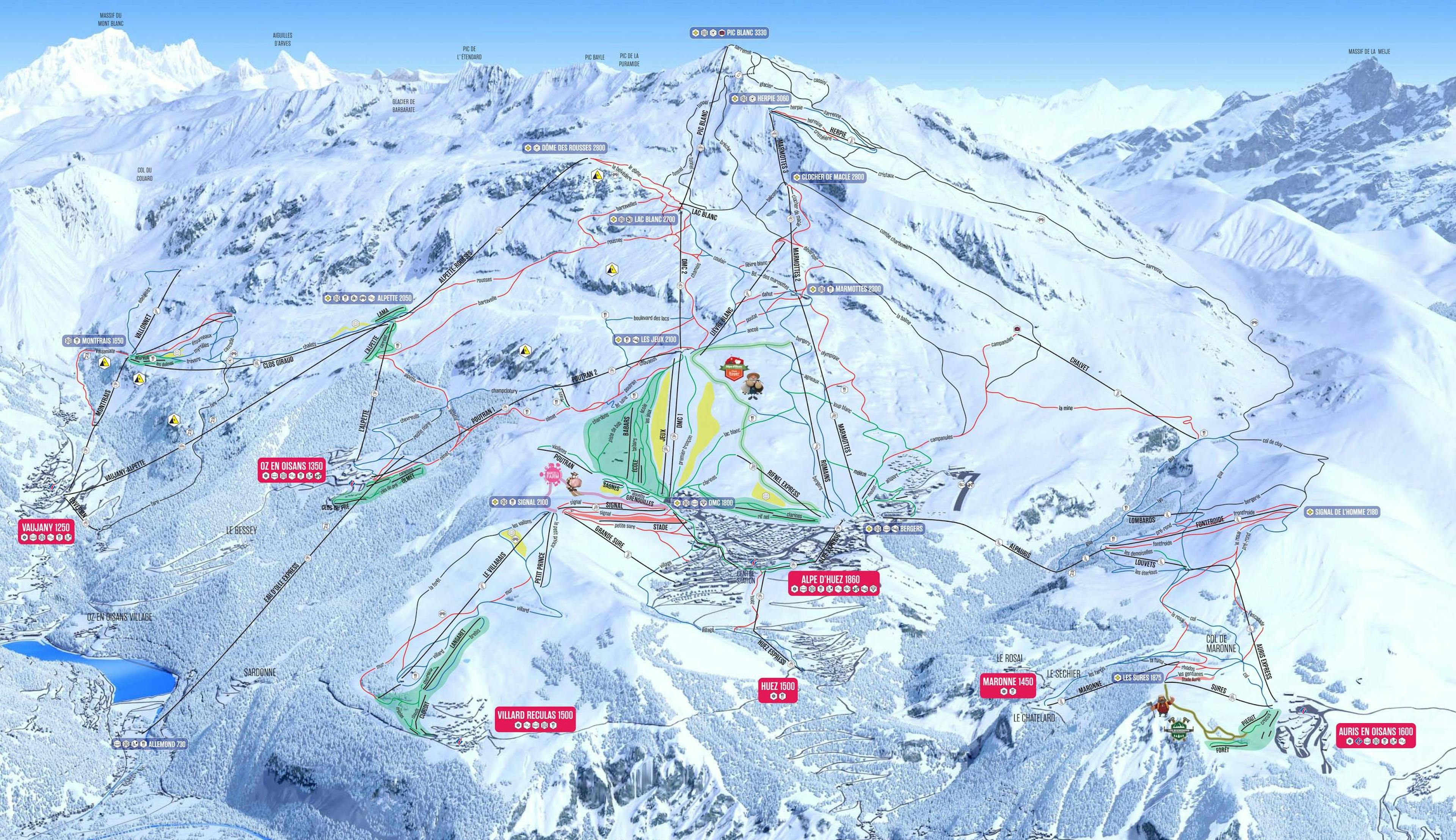 Alpe d'Huez winter trail map