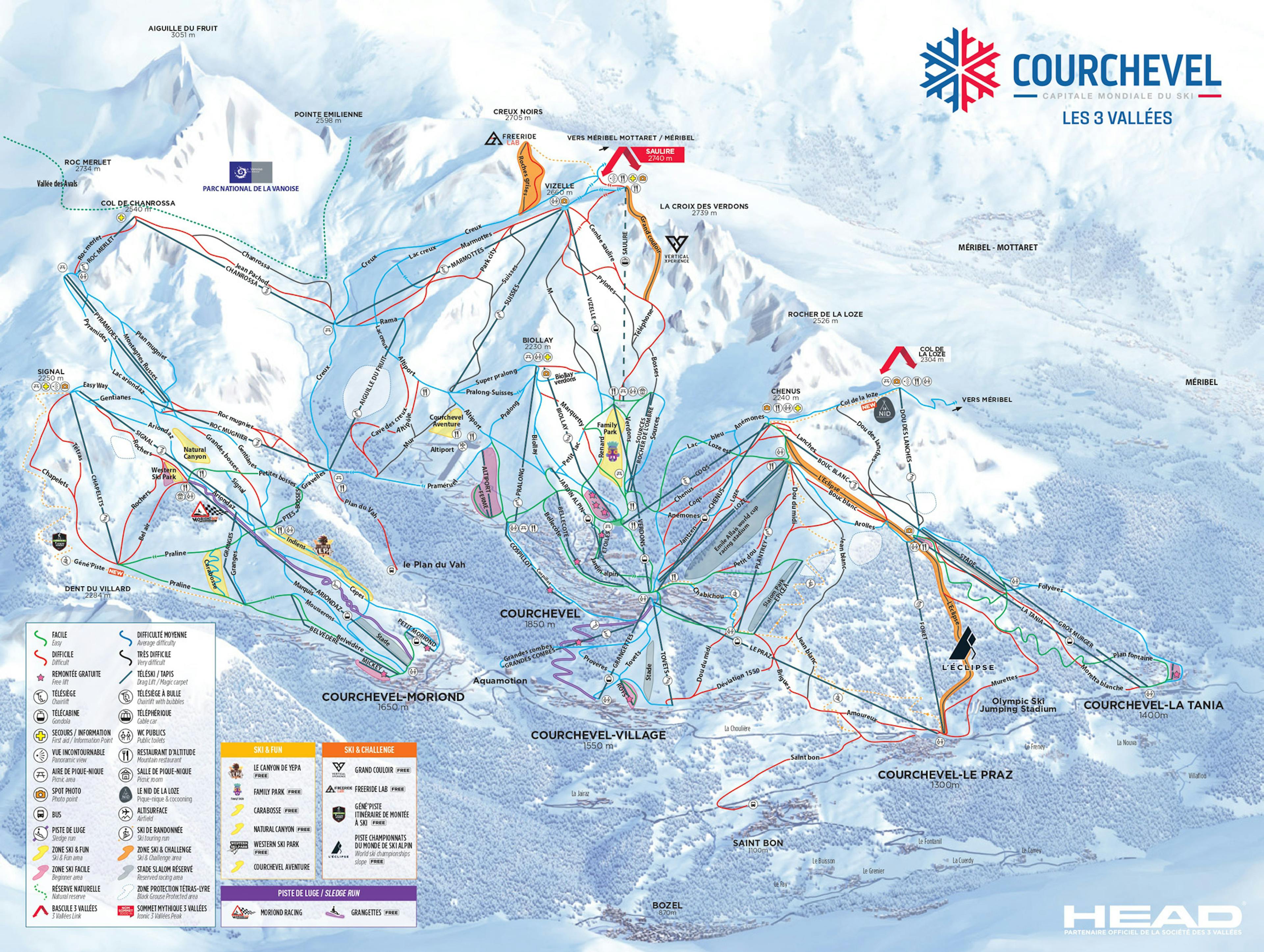 Méribel winter trail map