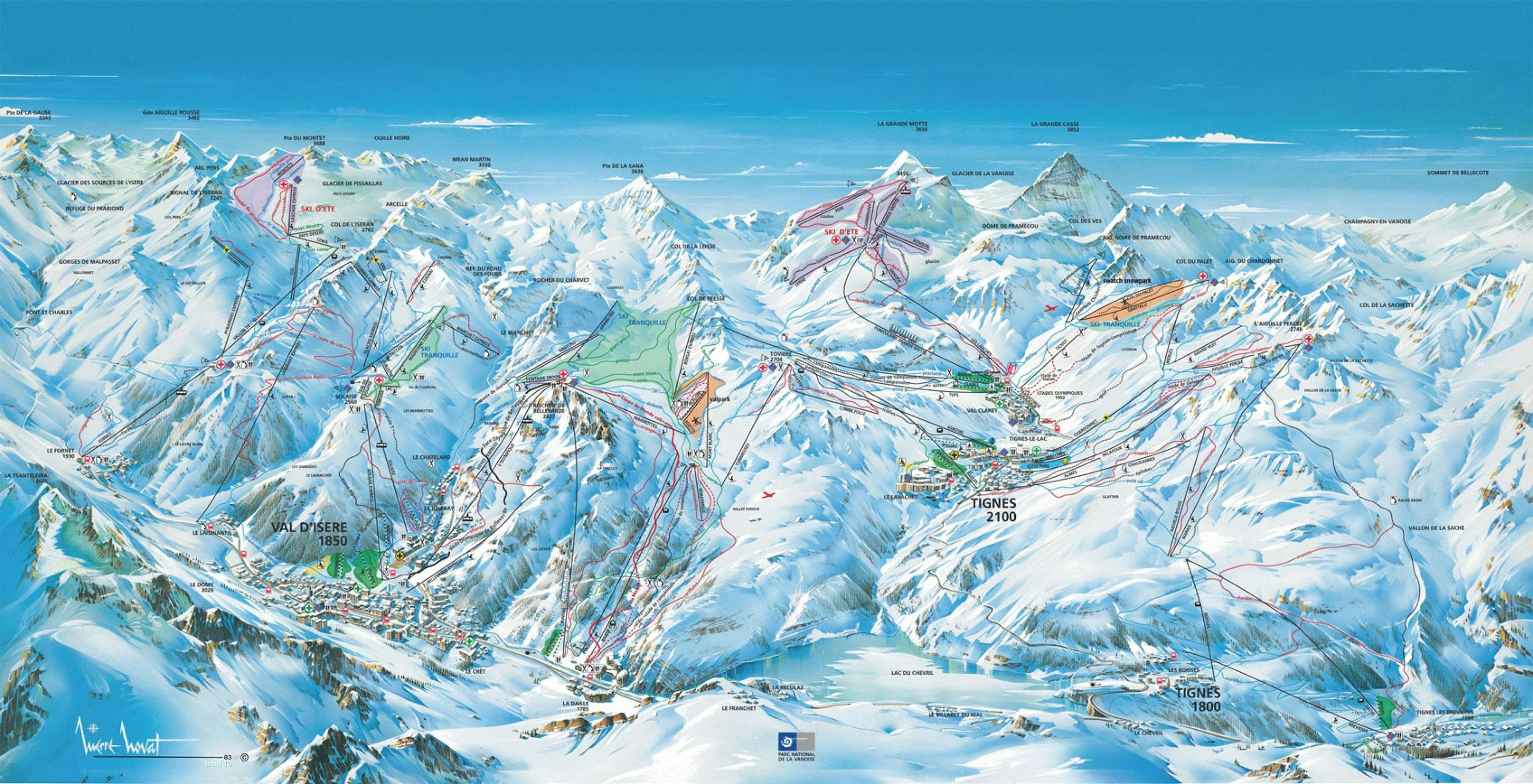 Tignes winter trail map