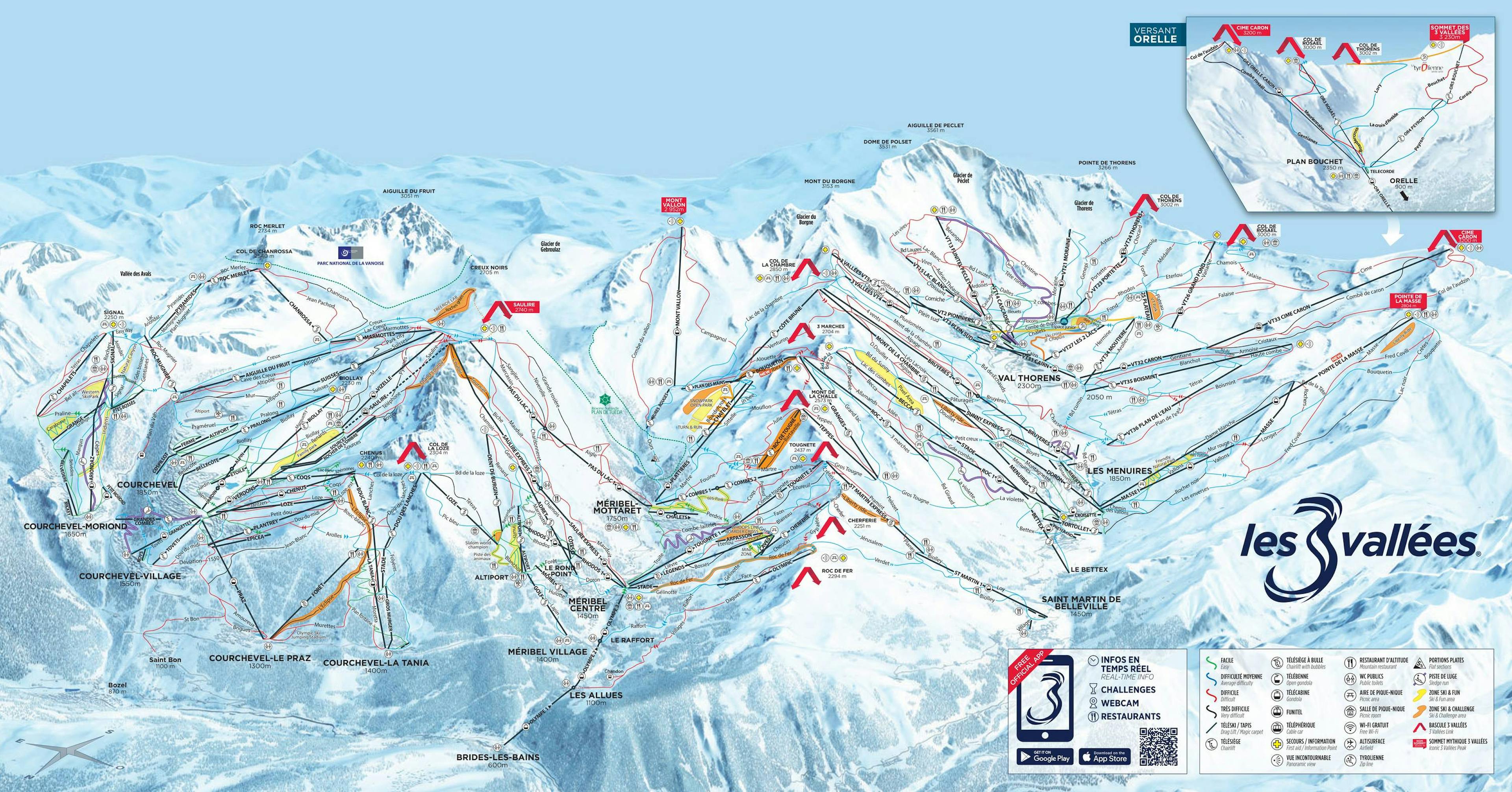 Les Menuires winter trail map