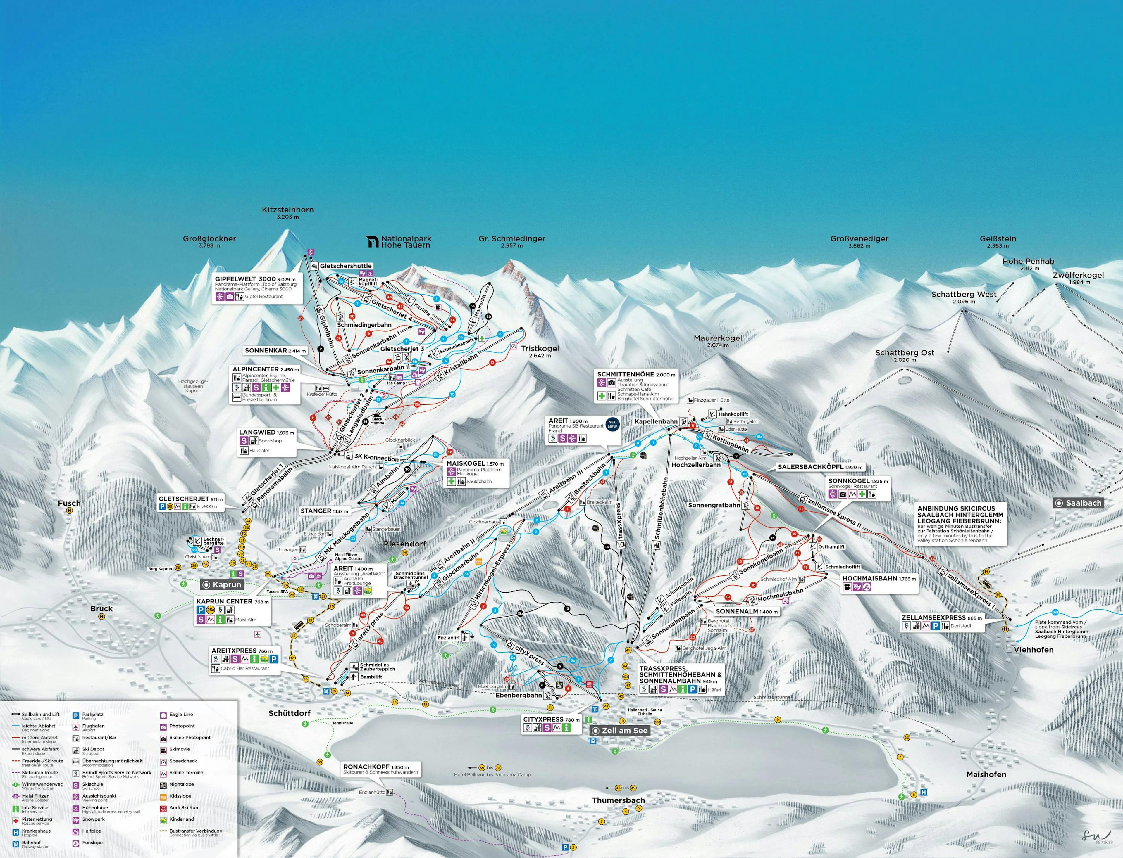 Zell am See - Schmittenhöhe winter trail map