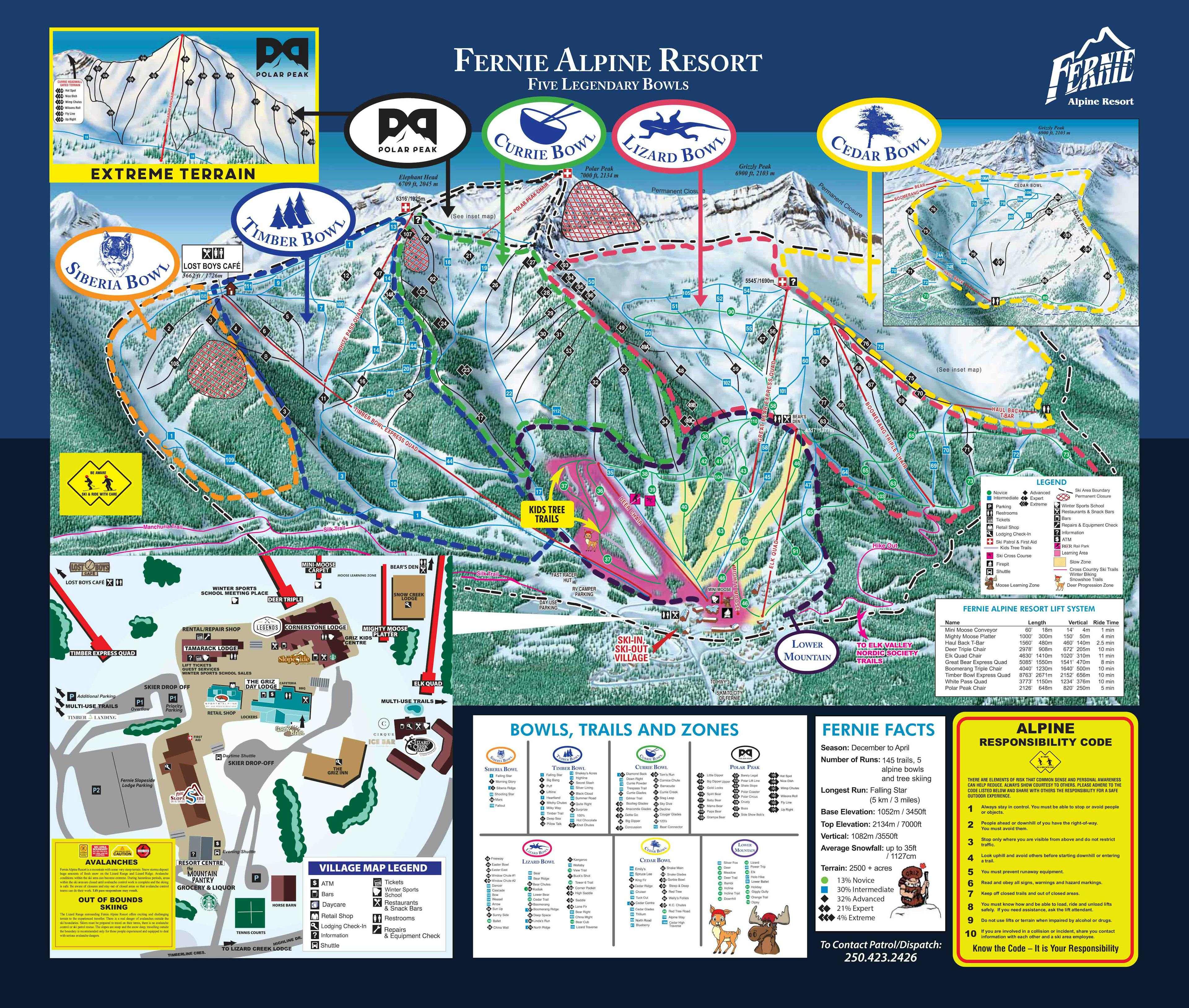 Fernie Alpine winter trail map