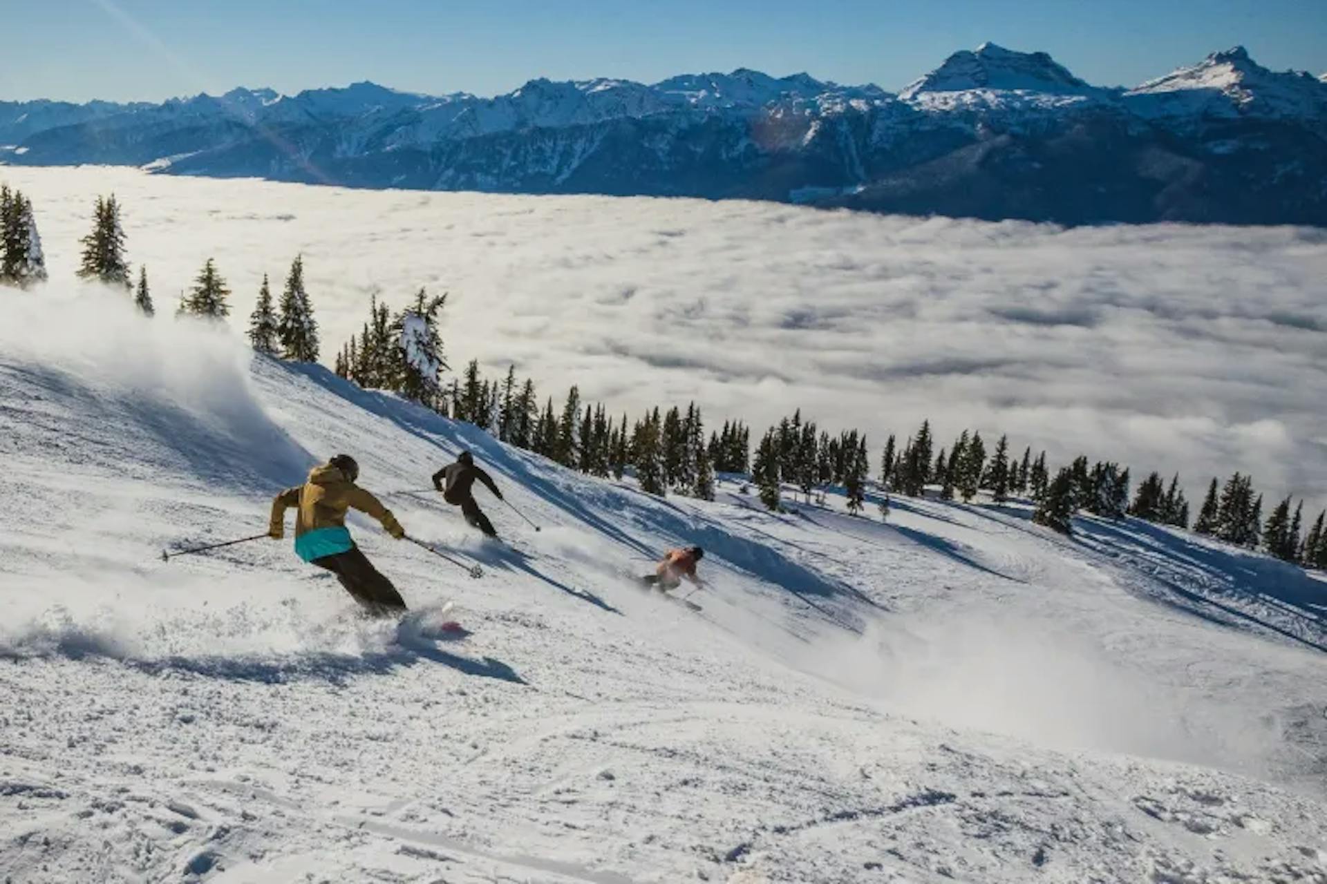 A group of skiers at Revelstoke