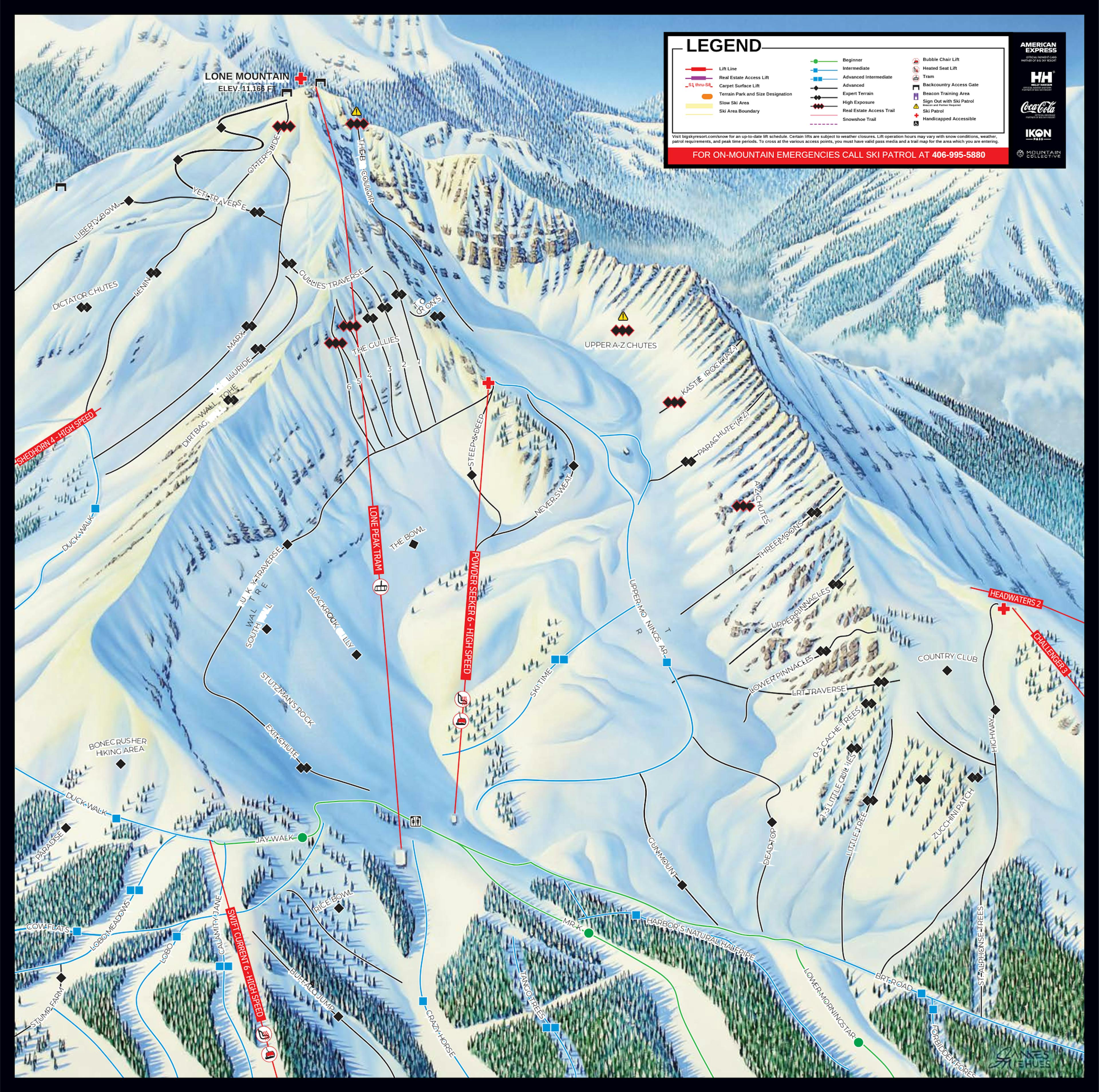 Big Sky Winter Bowl trail map