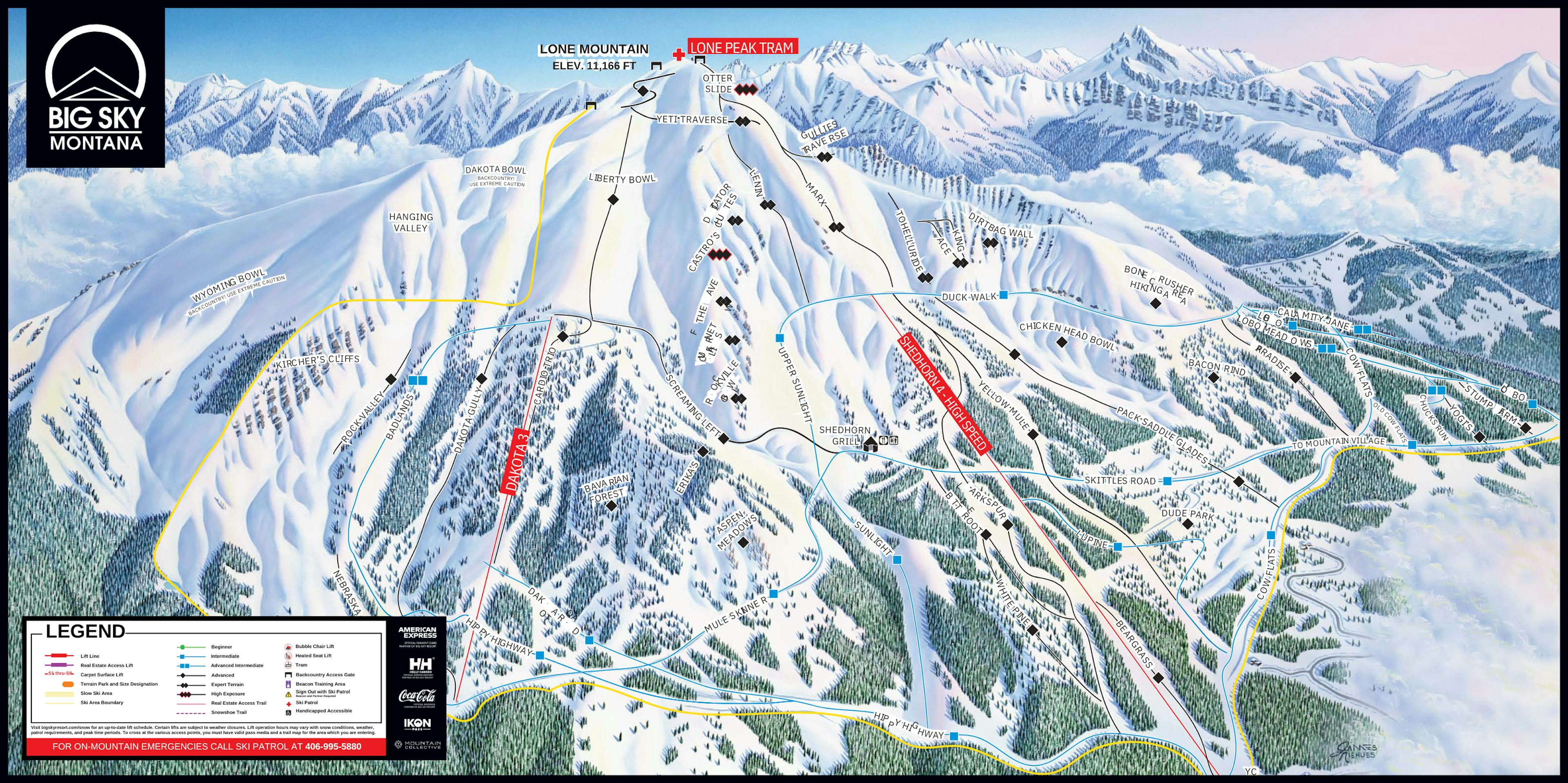 big sky south face trail map