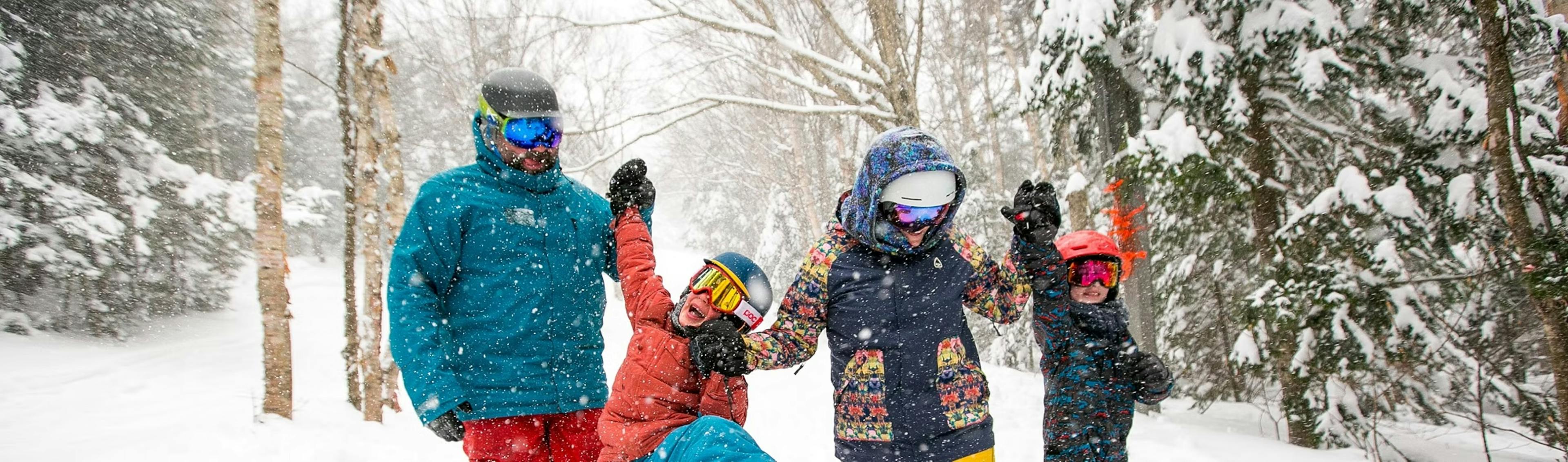 A family hits the slopes at Okemo