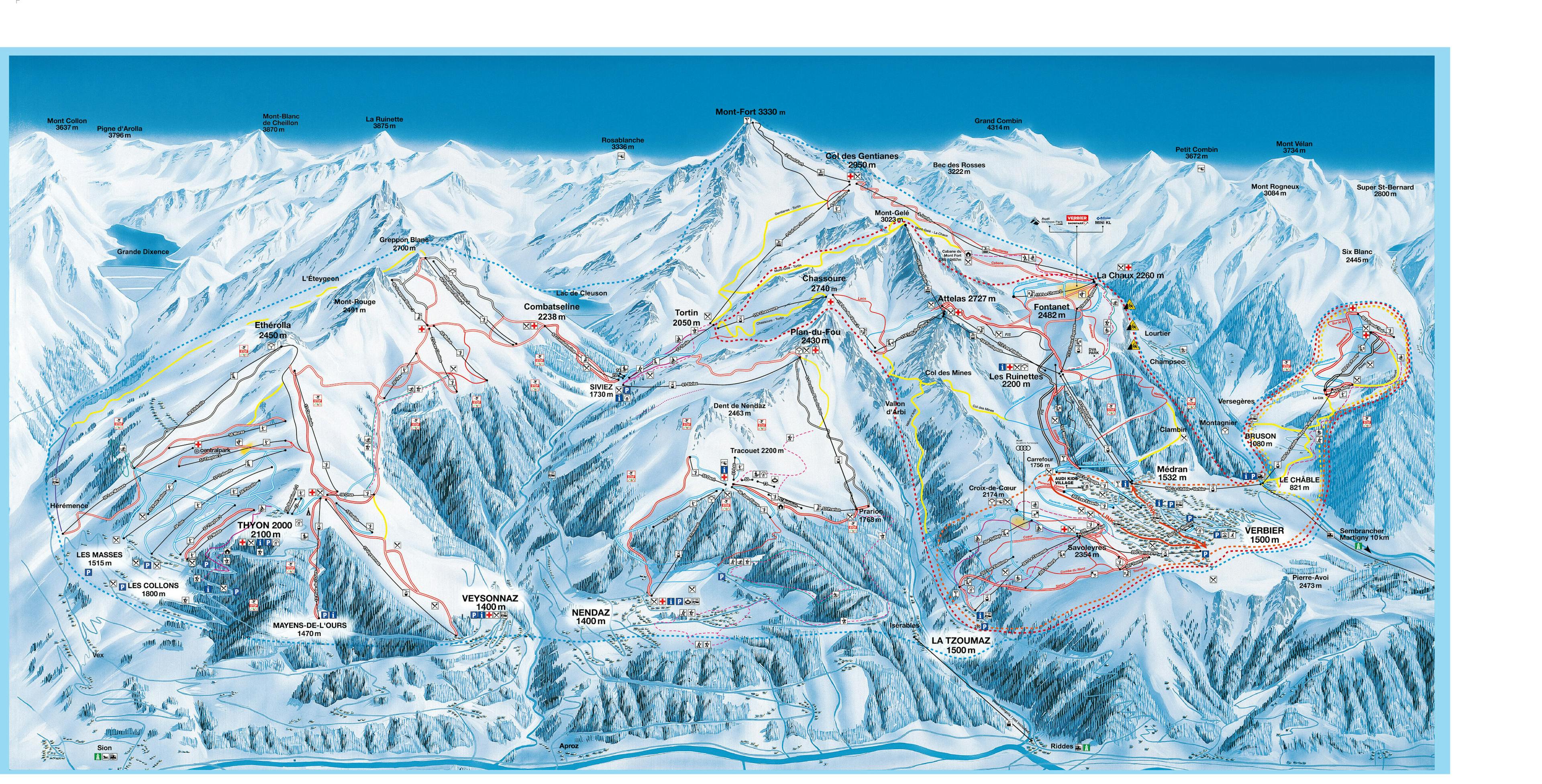 Verbier winter trail map