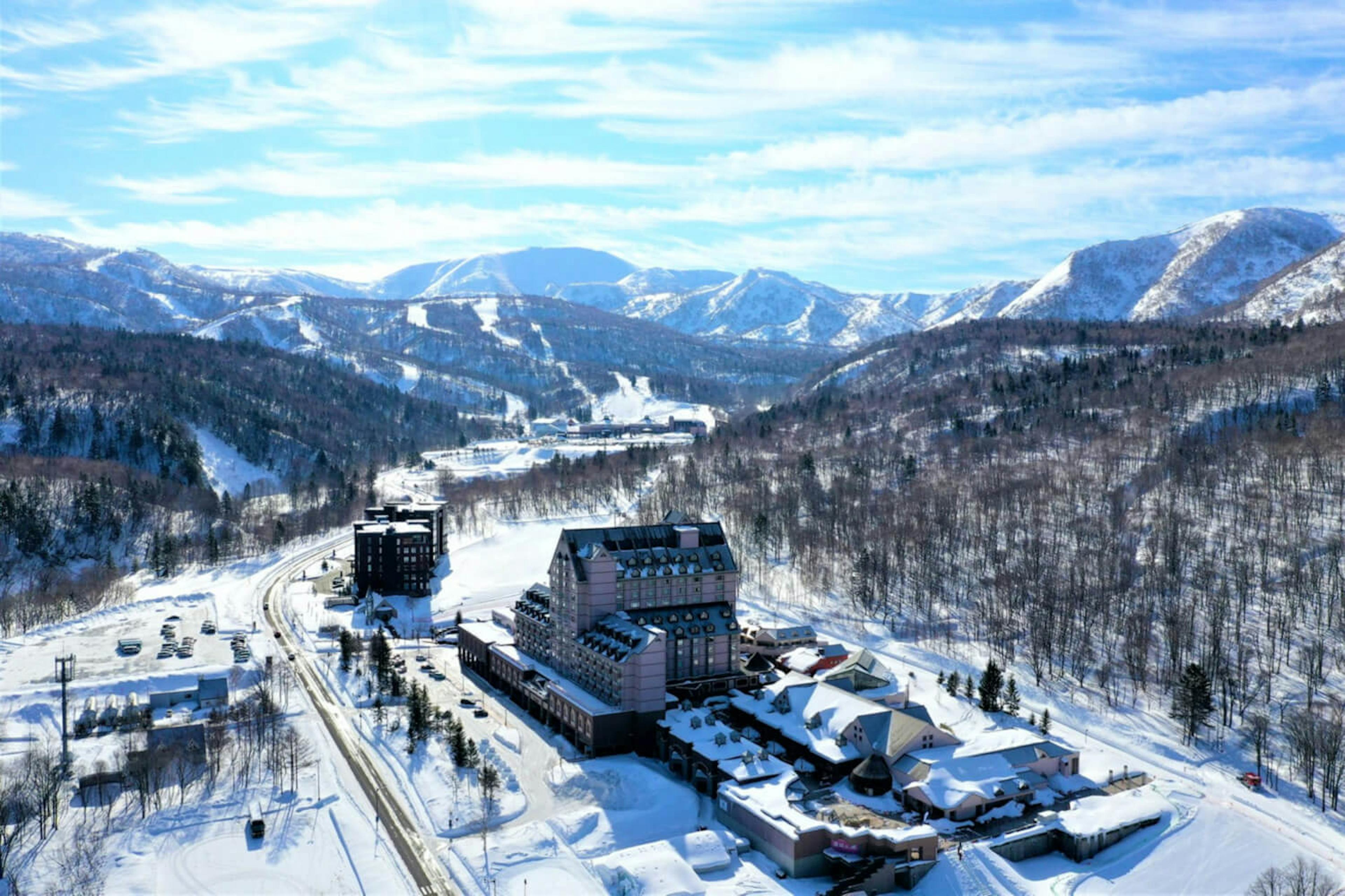 The afternoon sun hitting Kiroro Ski Resort and lighting up the mountain