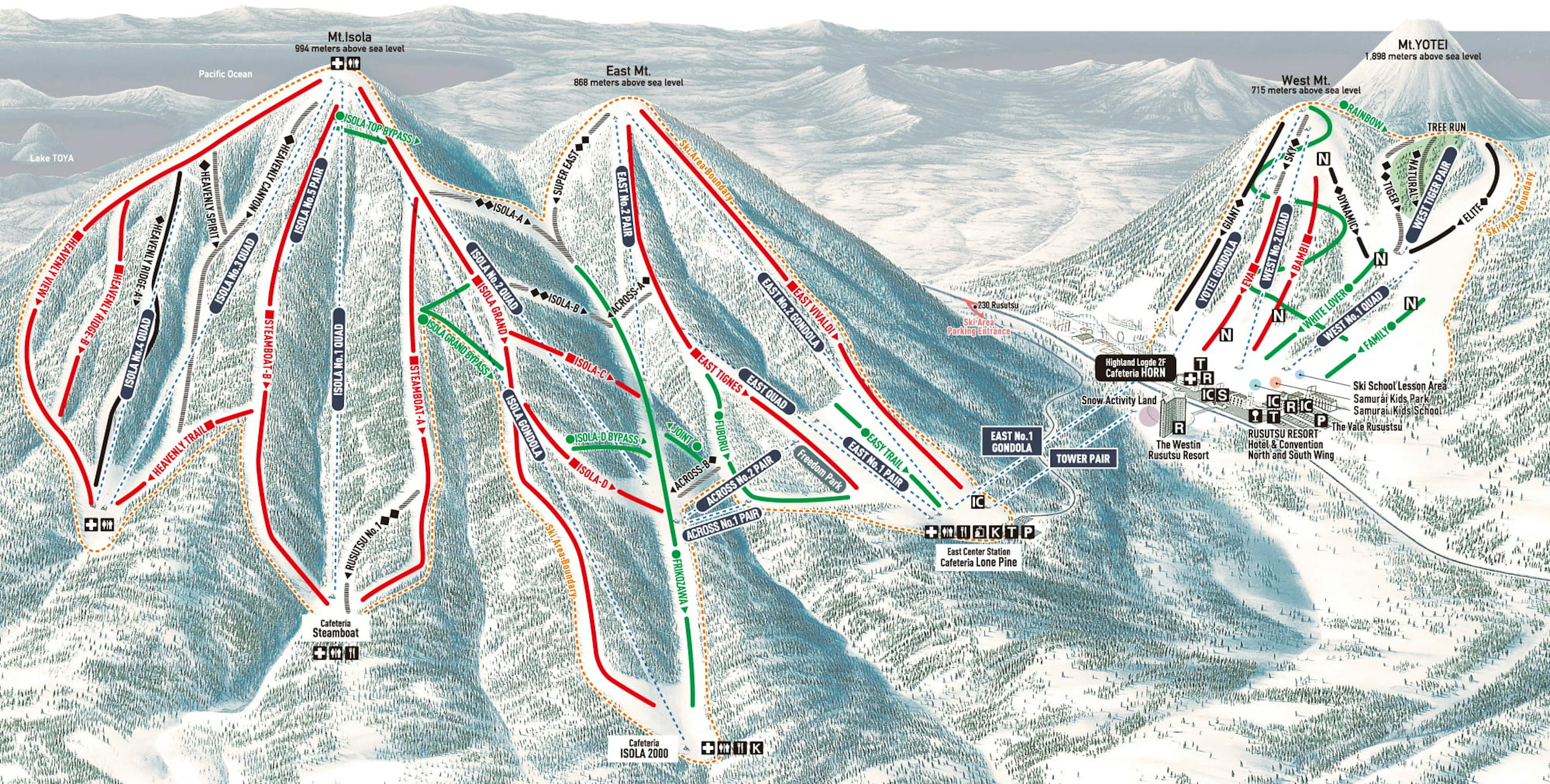 Rusutsu Ski Resort winter trail map