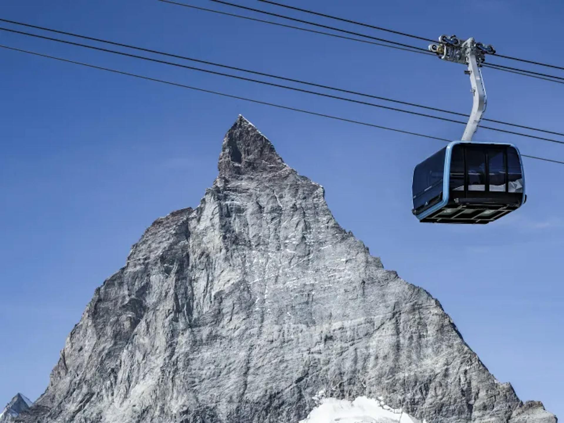 A gondola passing by the Matterhorn