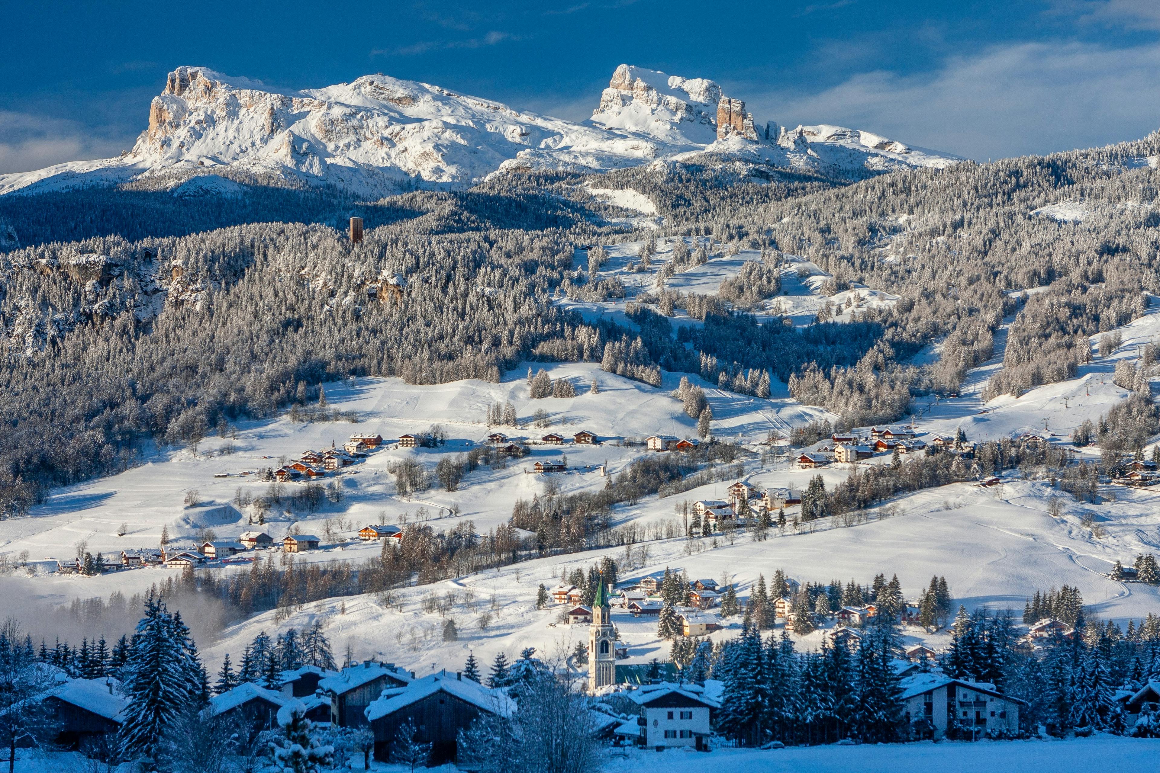 Aerial view of Cortina d'Ampezzo