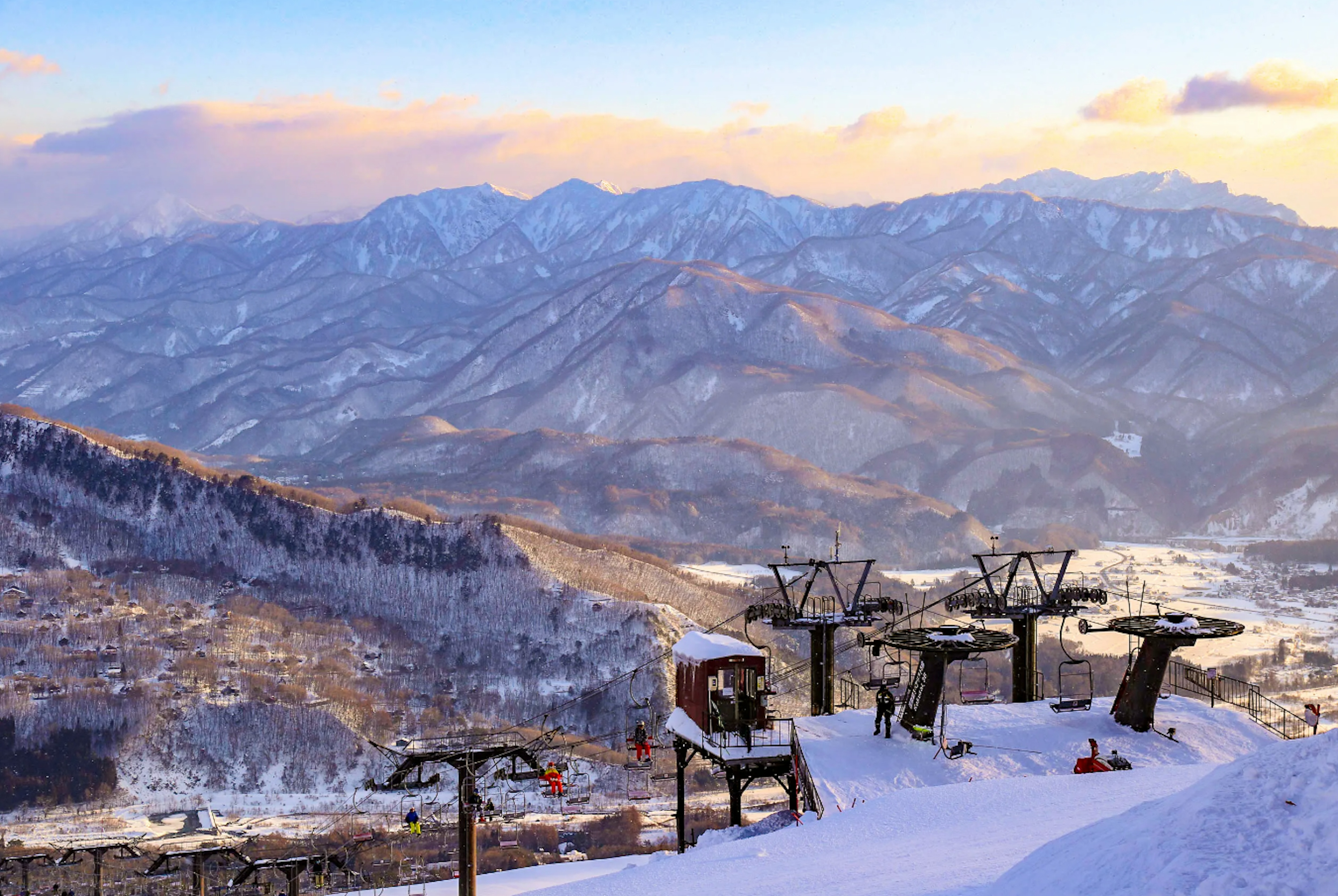 view of the mountains of hakuba valley ski resort during sunset hours