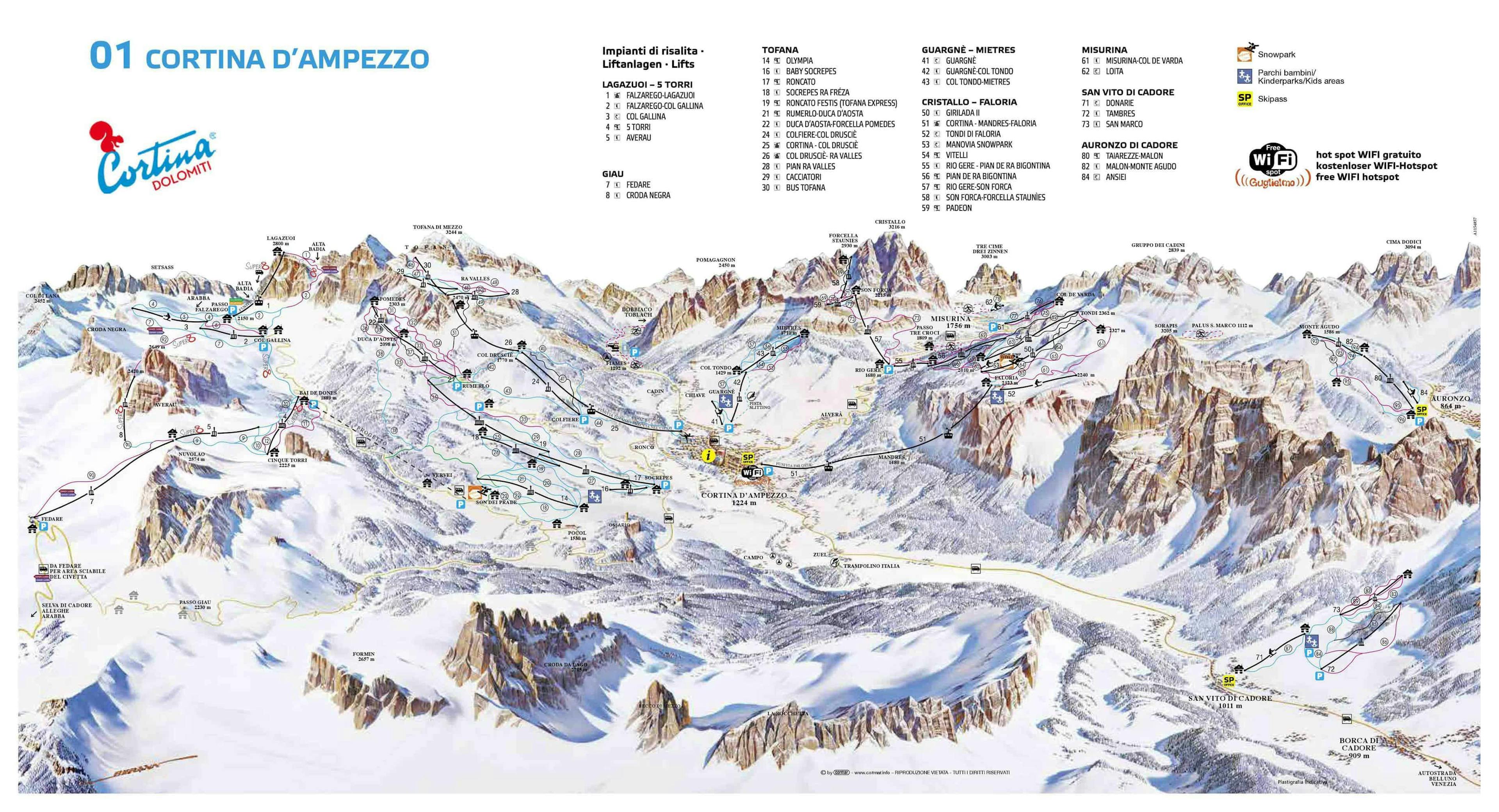 Cortina d'Ampezzo winter trail map