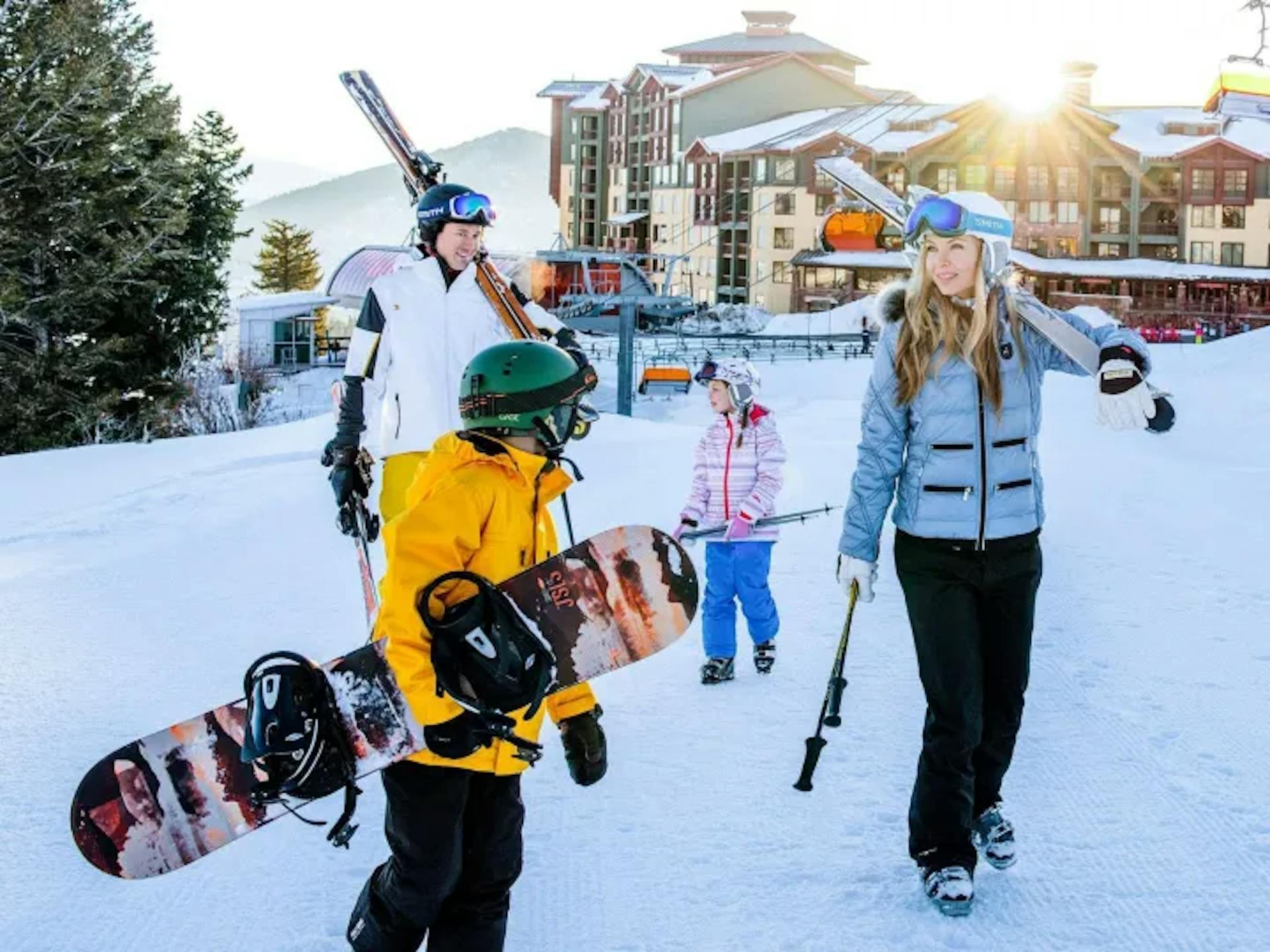 A family of skiers in Park City