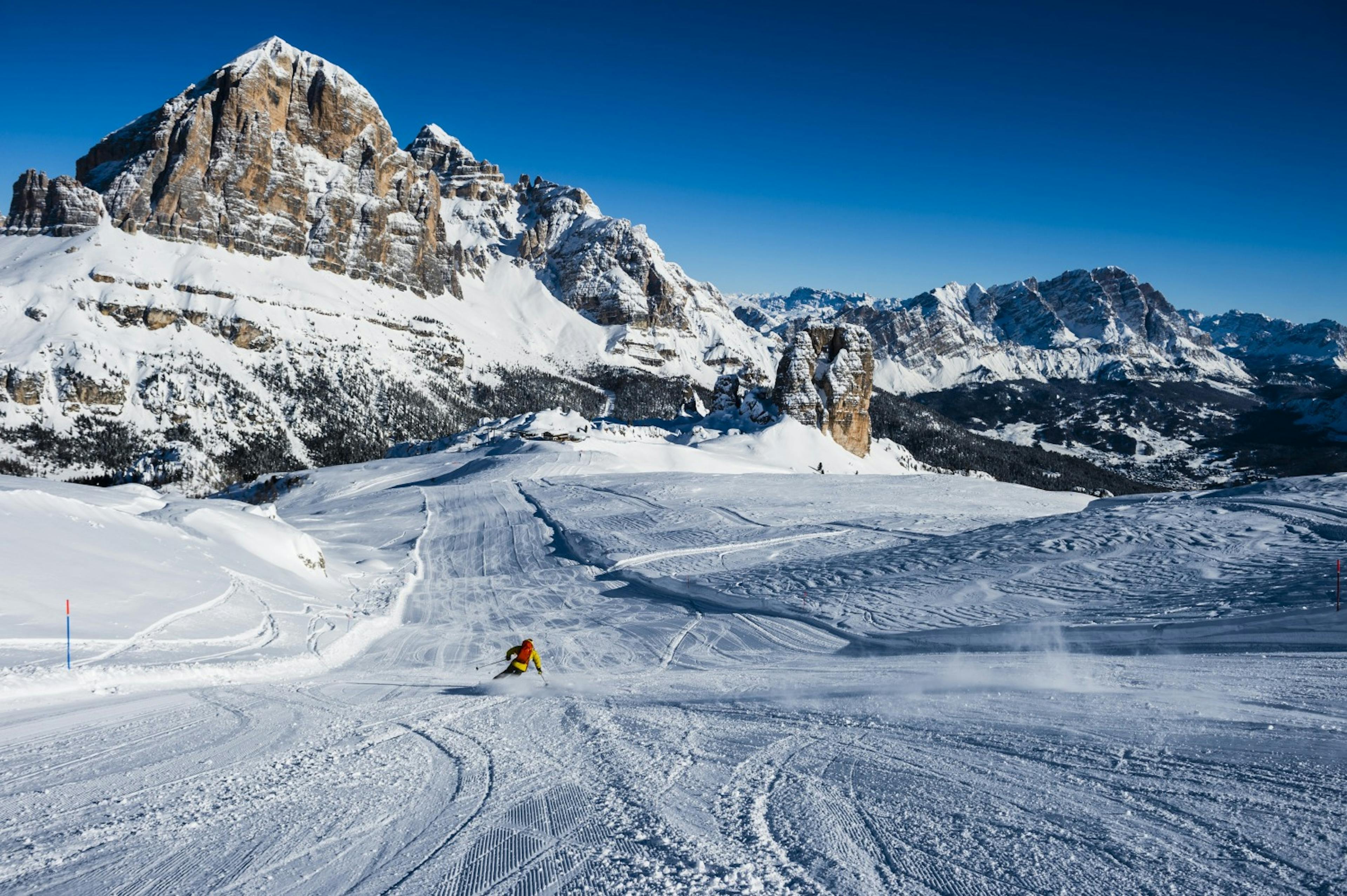 The mountain on an afternoon of skiing at Three Peaks in Italy