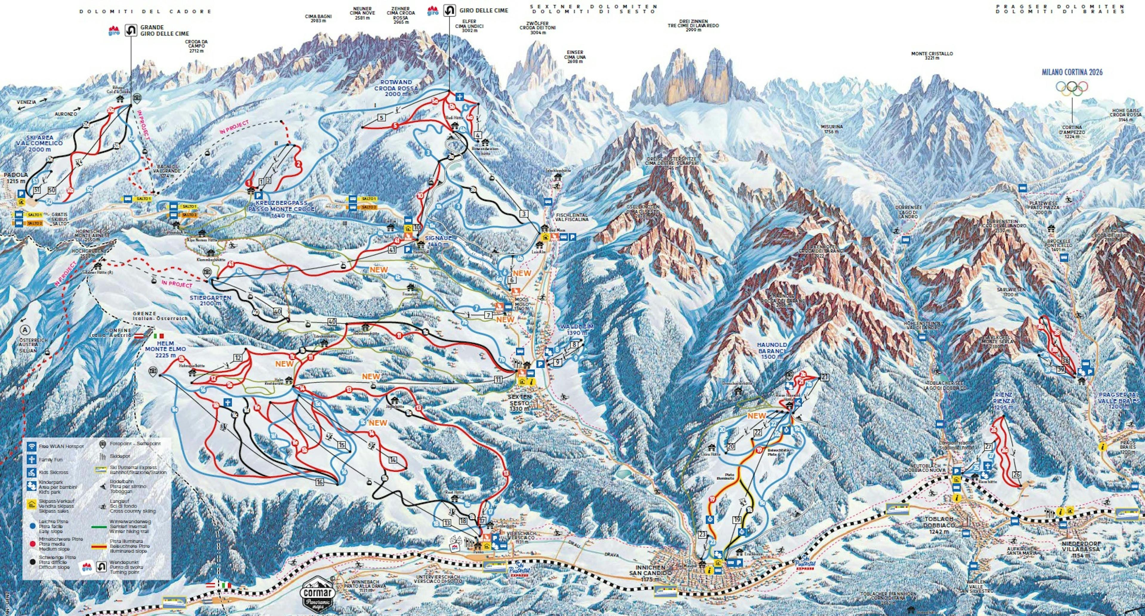 Three Peaks winter trail map