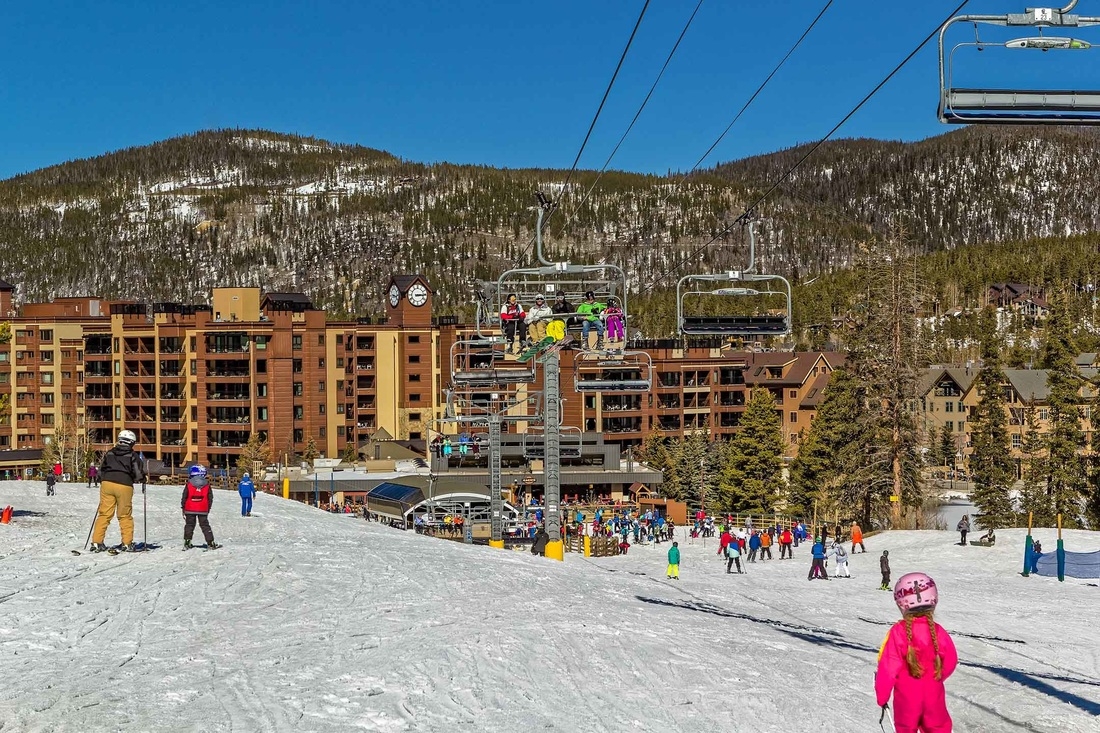 Exterior of Village at Breckenridge Resort in the winter