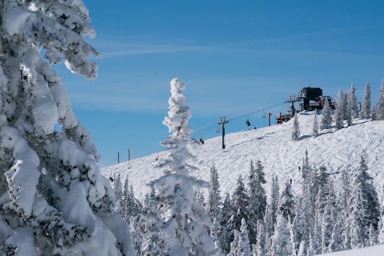 View of Steamboat Ski Resort on a sunny day.