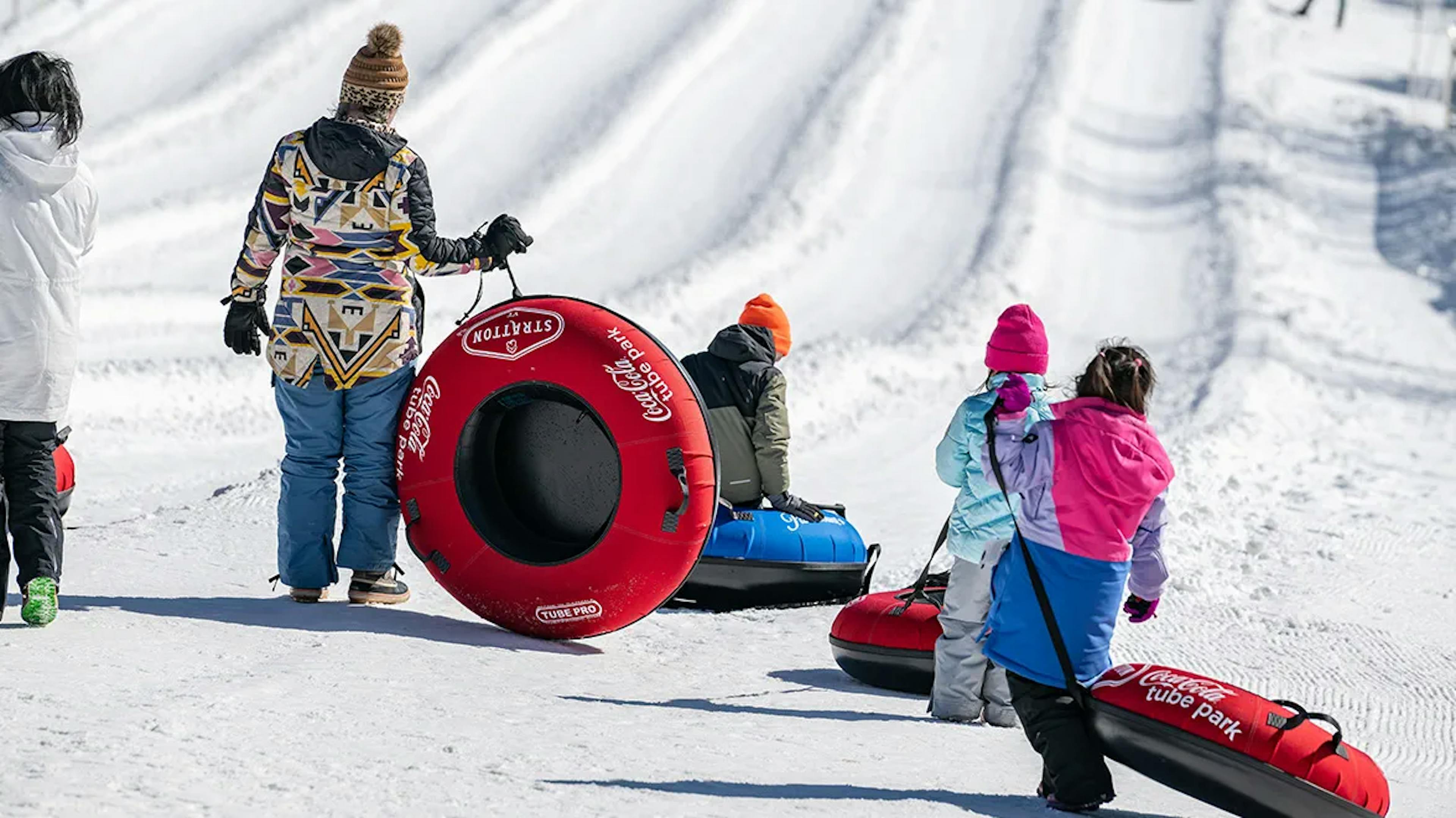 Family snowtubing at Stratton, Vermont