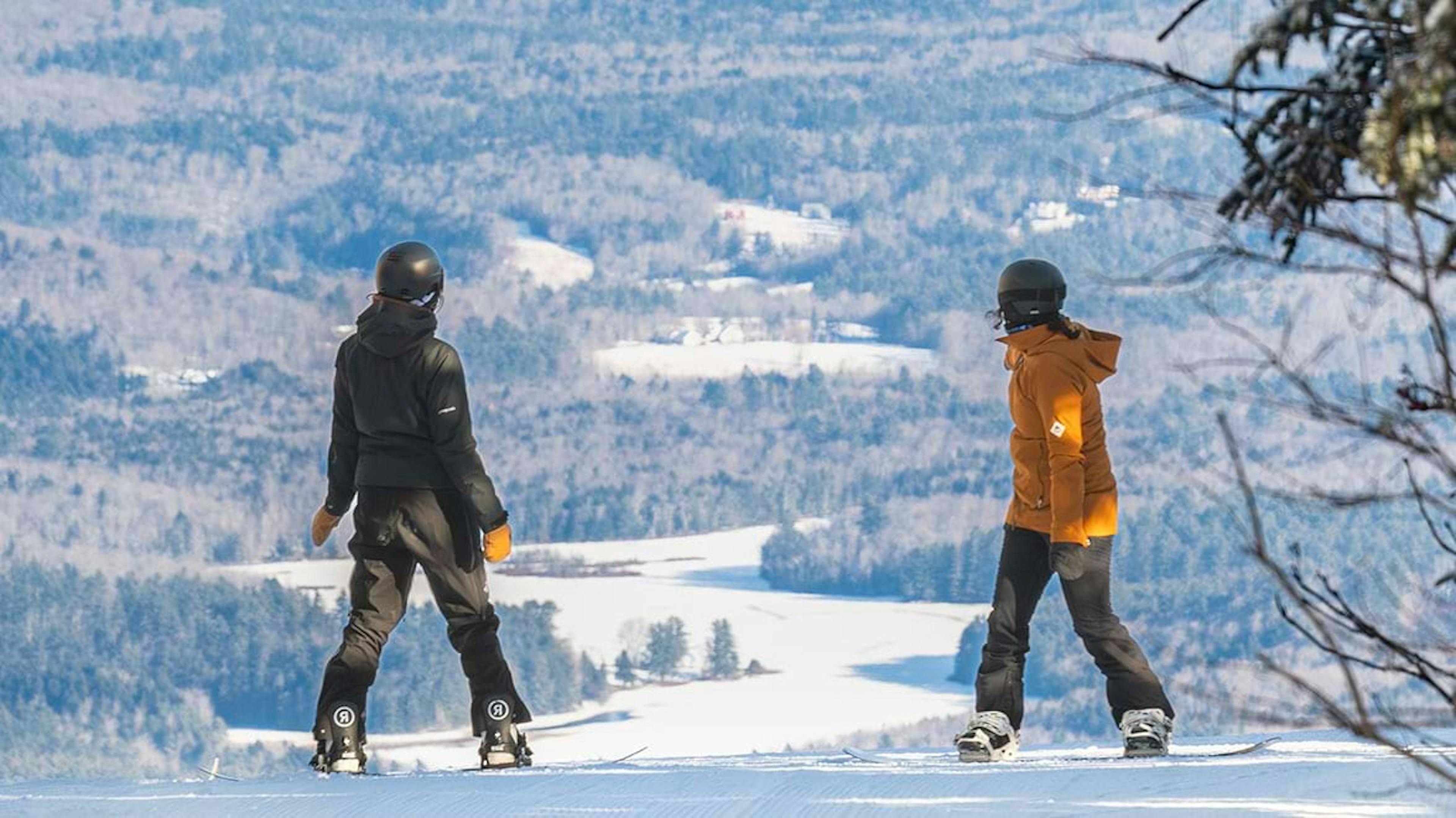 Snowboarders enjoying the slopes in Stratton, Vermont