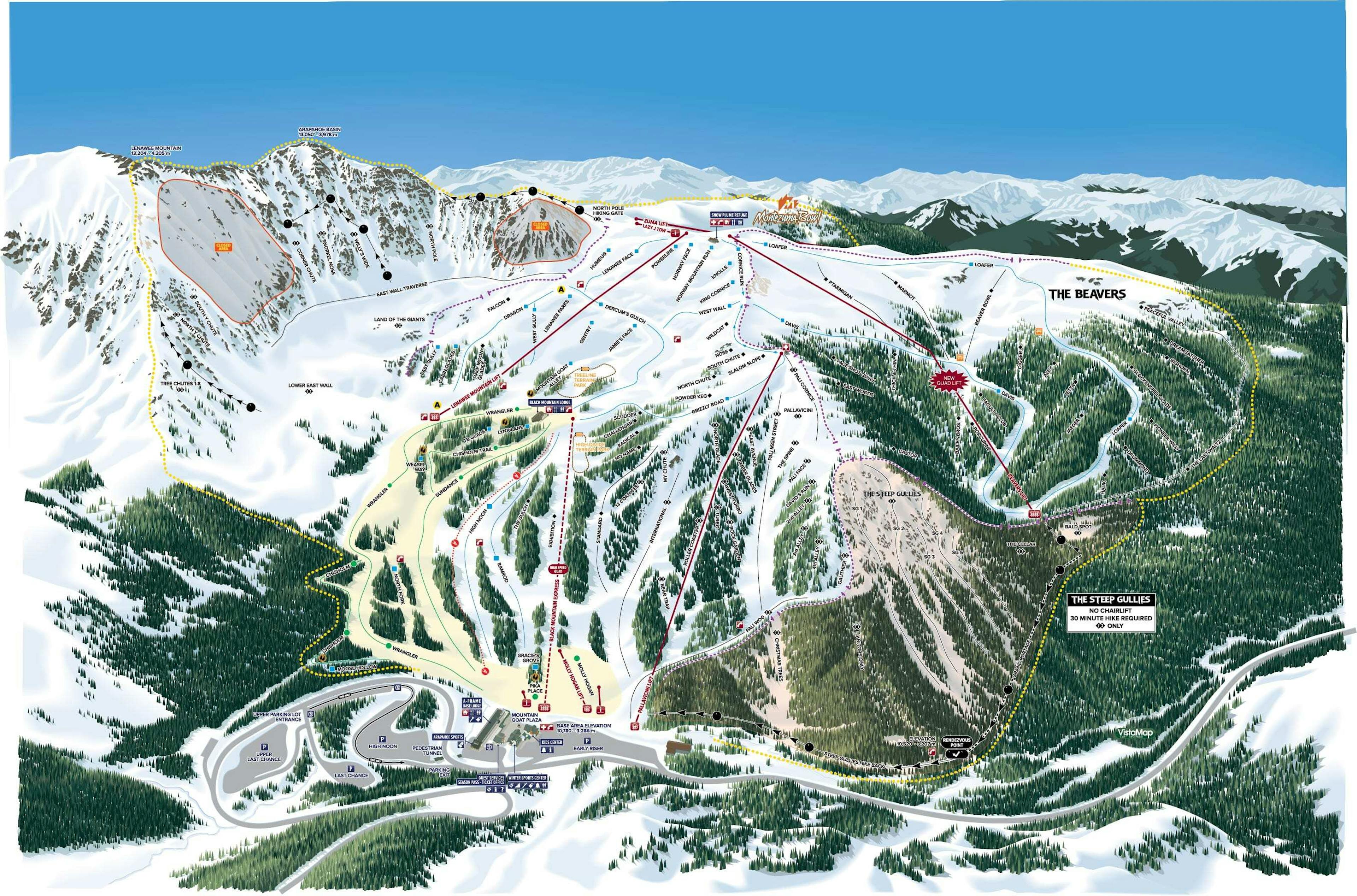 Arapahoe Basin winter trail map