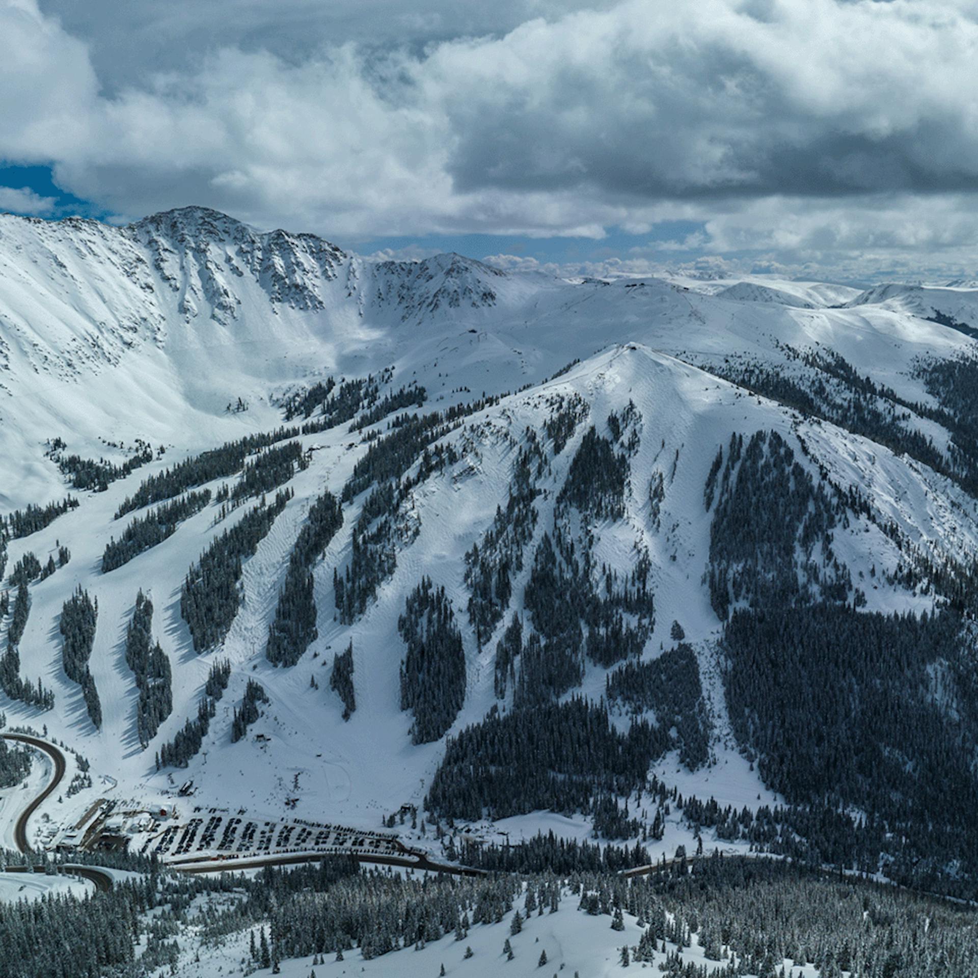 Aerial view of the mountain at Arapahoe Basin in Colorado