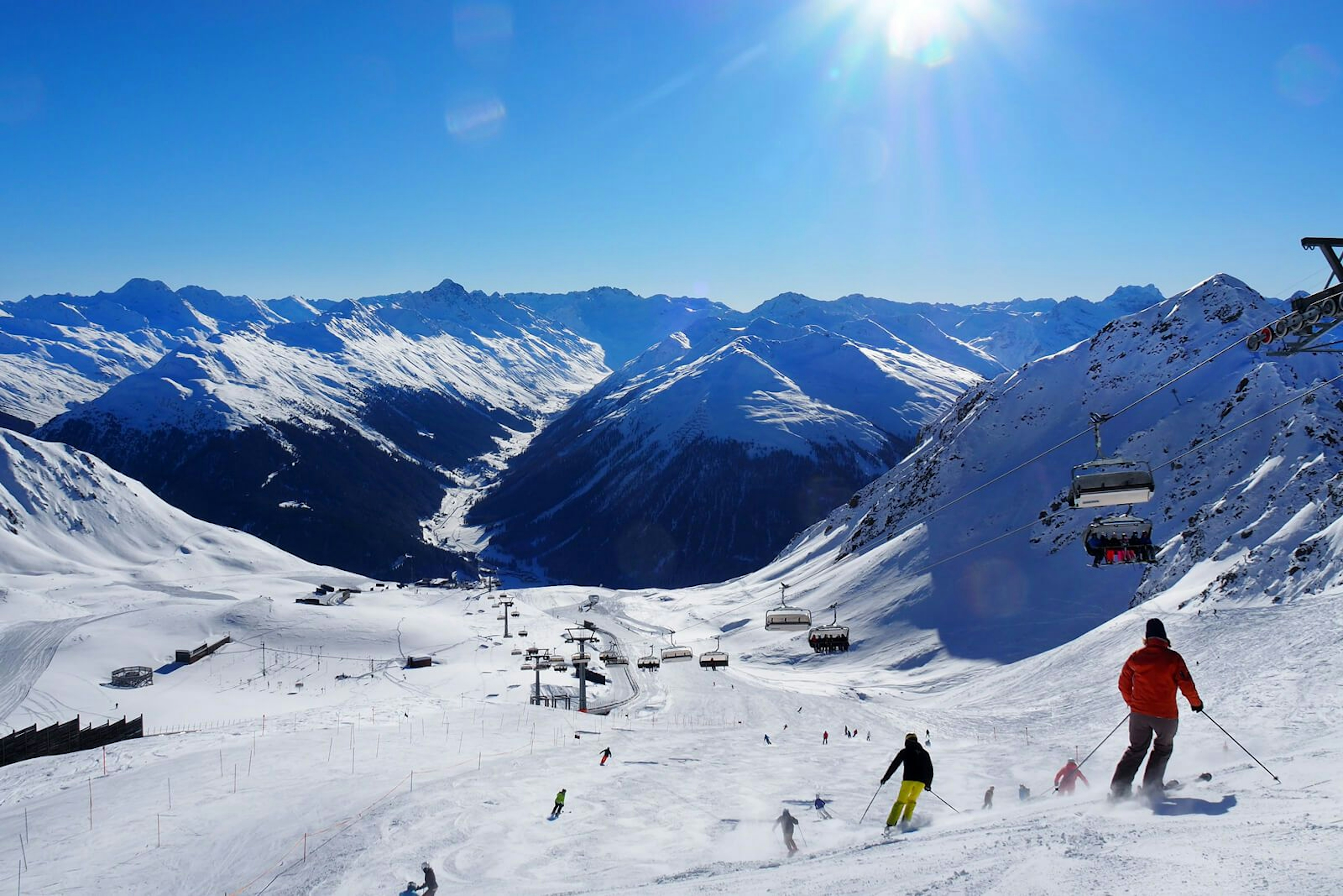 Fun afternoon of skiing at Davos, Switzerland